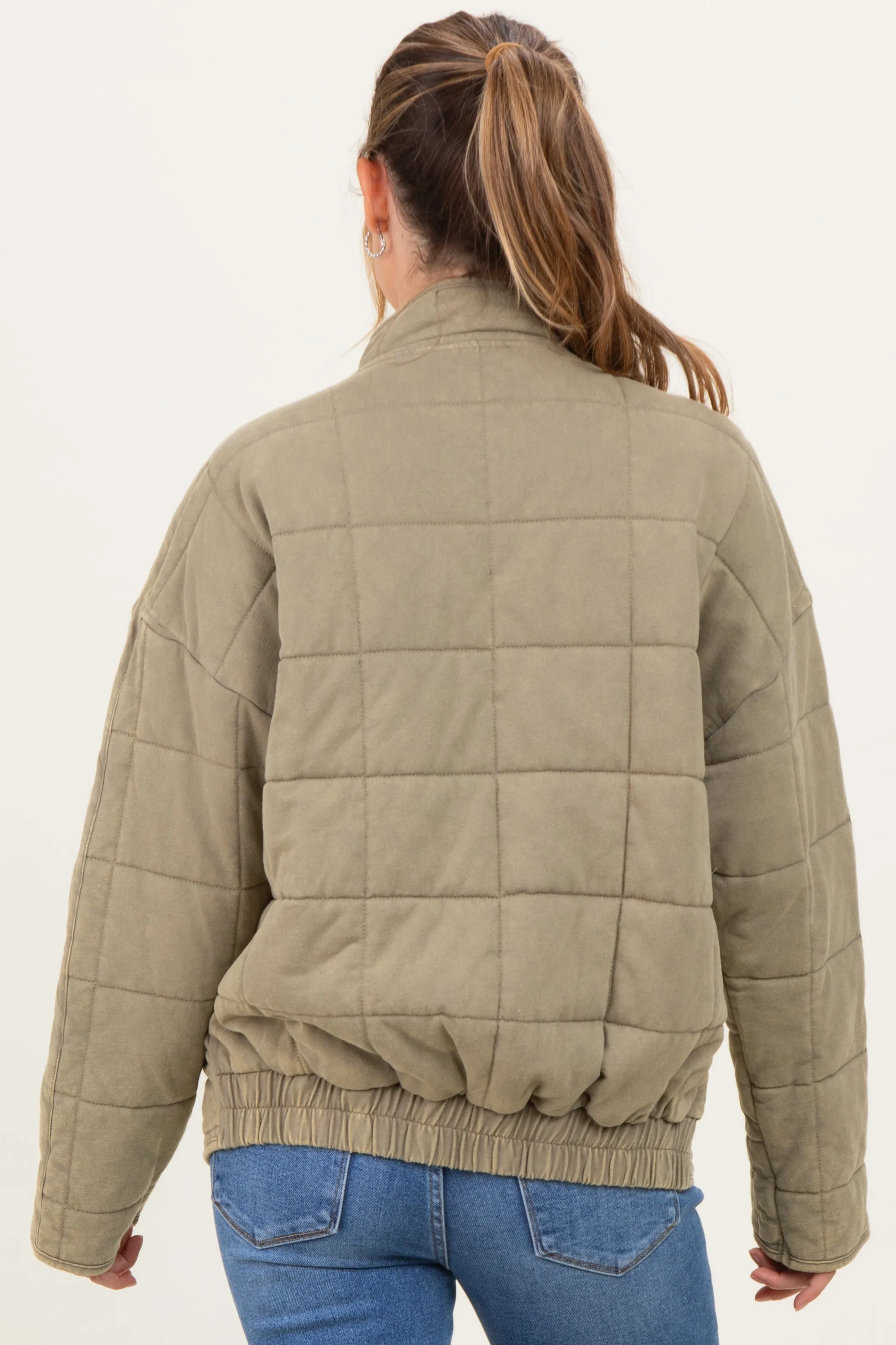 Olive Oversized Quilted Maternity Jacket sold by Pinkblush product image thumbnail 4