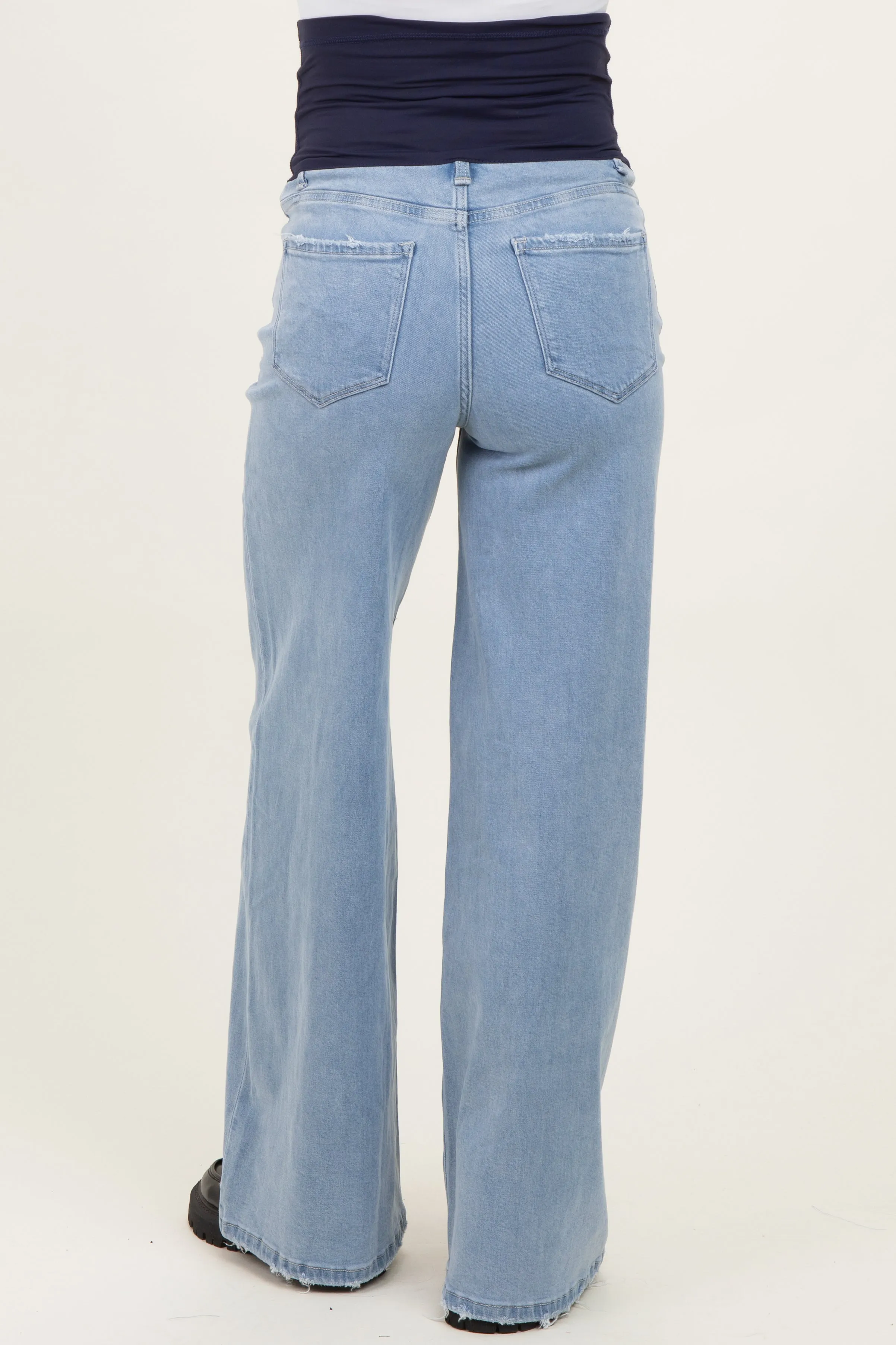 Medium Blue Super High Rise Full Length Palazzo Maternity Jeans sold by Pinkblush product image thumbnail 5