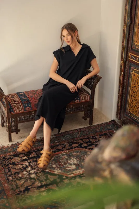 Black Collared Oversized Midi Dress sold by Pinkblush product image thumbnail 3