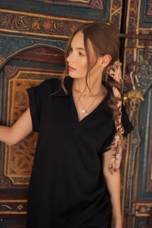 Black Collared Oversized Midi Dress sold by Pinkblush product image thumbnail 4