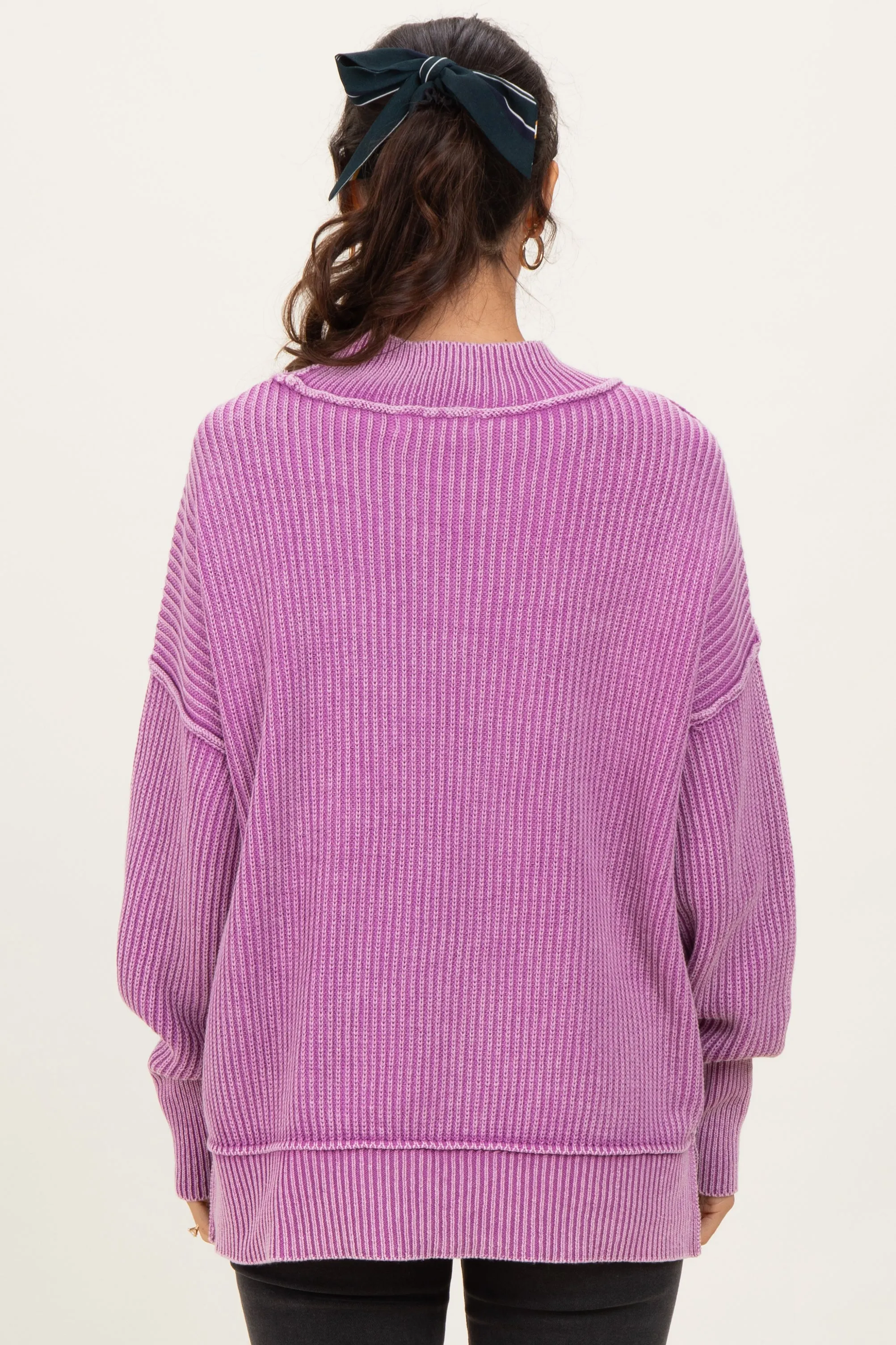 Violet Washed Side Slit Oversized Sweater sold by Pinkblush product image thumbnail 4