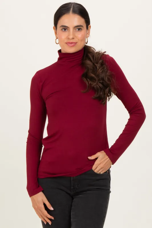 Wine Mock Neck Top sold by Pinkblush