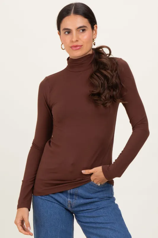 Brown Mock Neck Top sold by Pinkblush