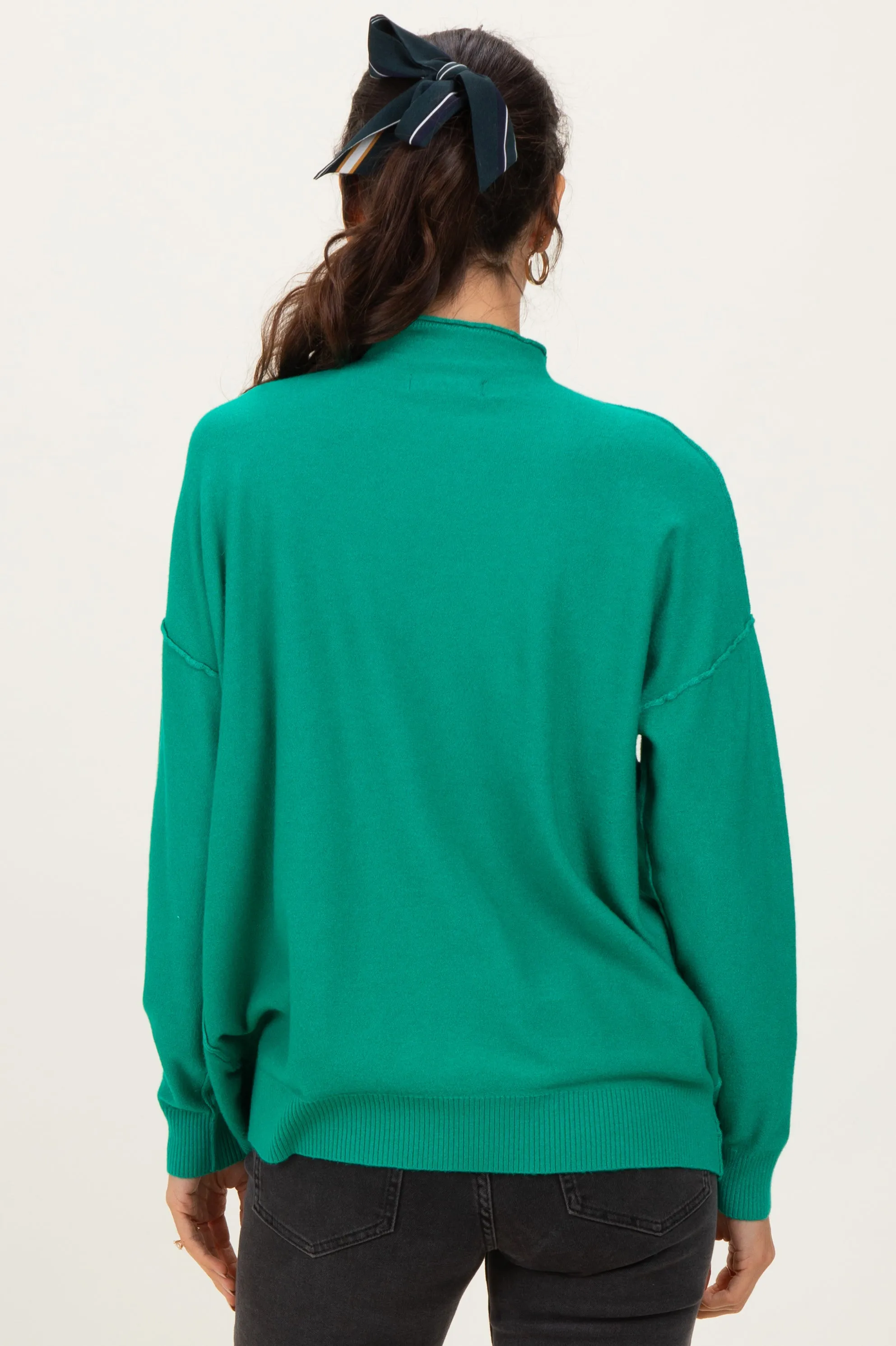 Green Mock Neck Exposed Seam Sweater sold by Pinkblush product image thumbnail 4