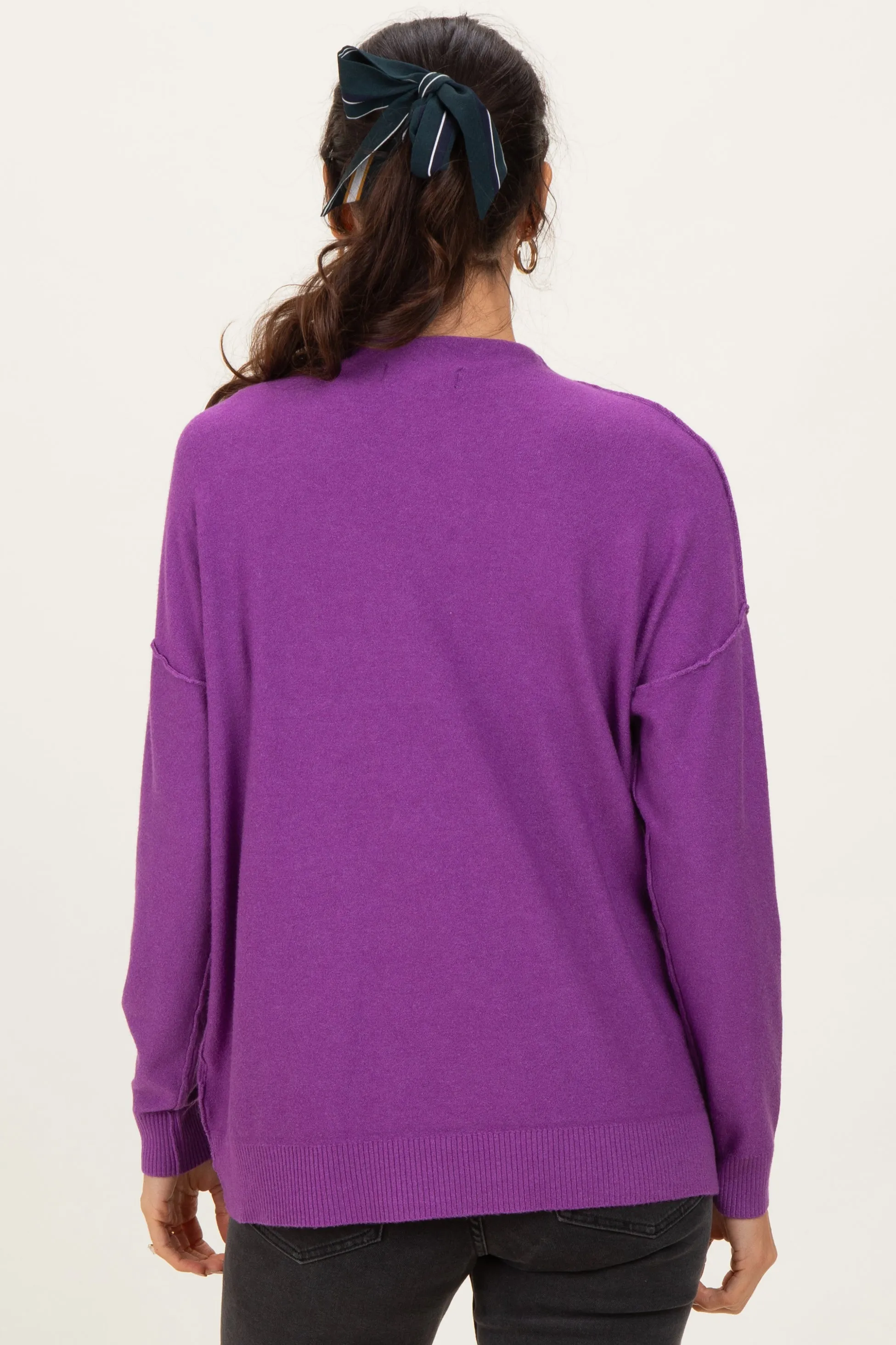 Violet Mock Neck Exposed Seam Sweater sold by Pinkblush product image thumbnail 4