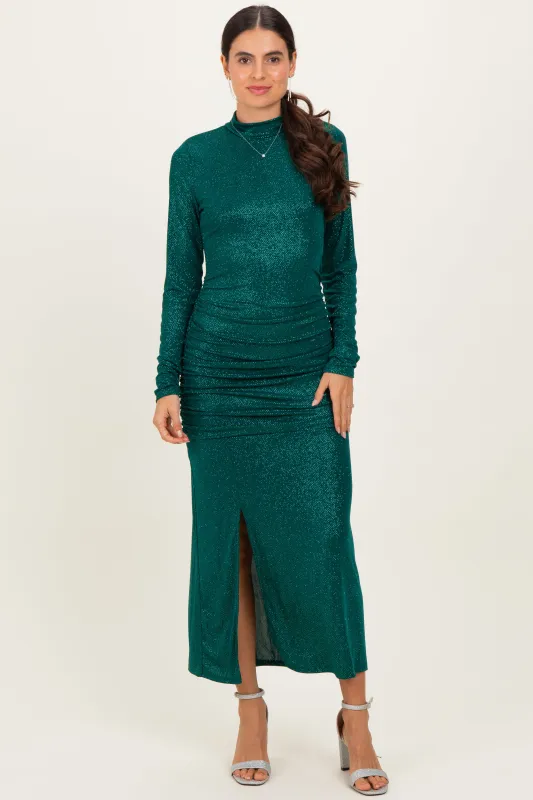 Green Sequin Long Sleeve Mock Neck Maxi Dress sold by Pinkblush