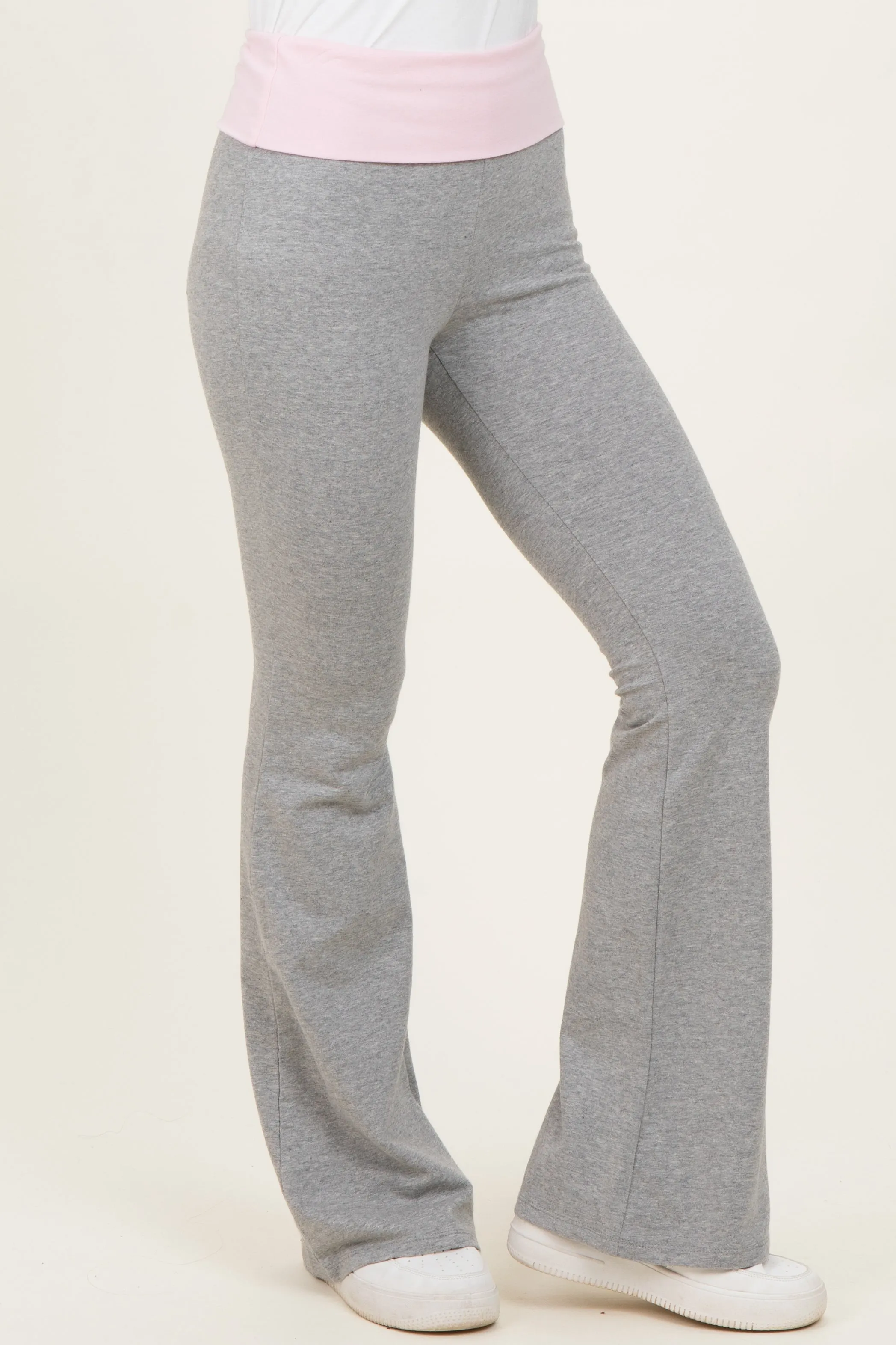 Heather Grey Contrast Waistband Flared Lounge Pants sold by Pinkblush product image thumbnail 4