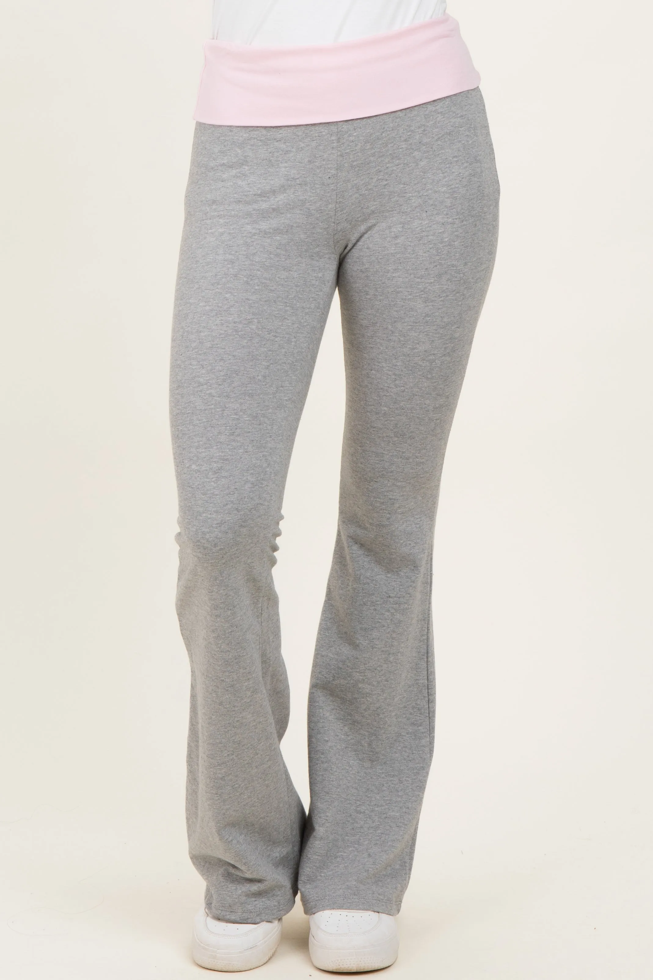 Heather Grey Contrast Waistband Flared Lounge Pants sold by Pinkblush product image thumbnail 3