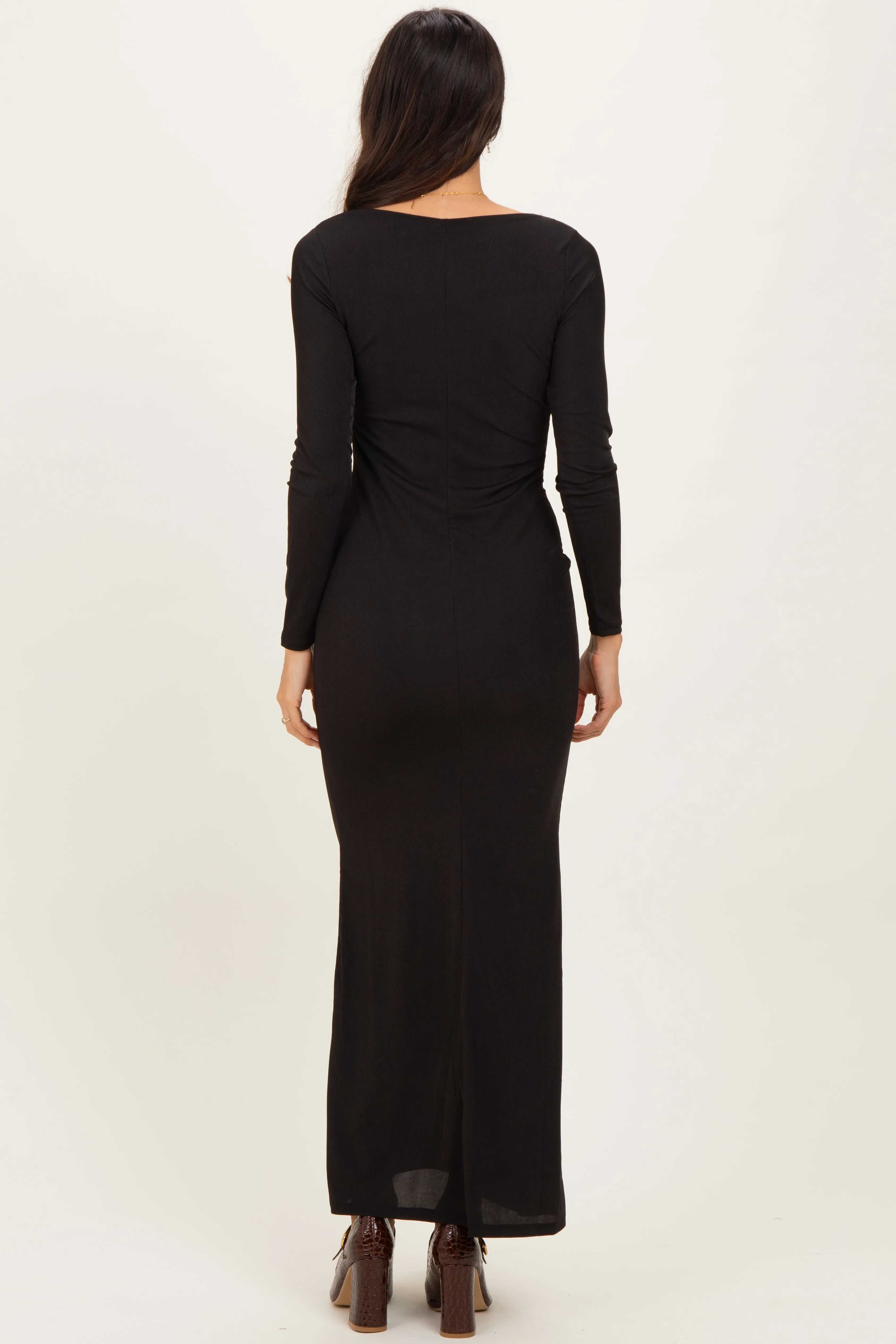 Black Square Neck Long Sleeve Maxi Dress sold by Pinkblush product image thumbnail 4