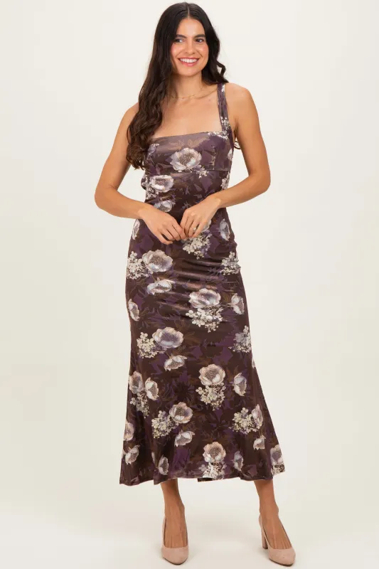 Chocolate Lace Up Back Midi Dress sold by Pinkblush