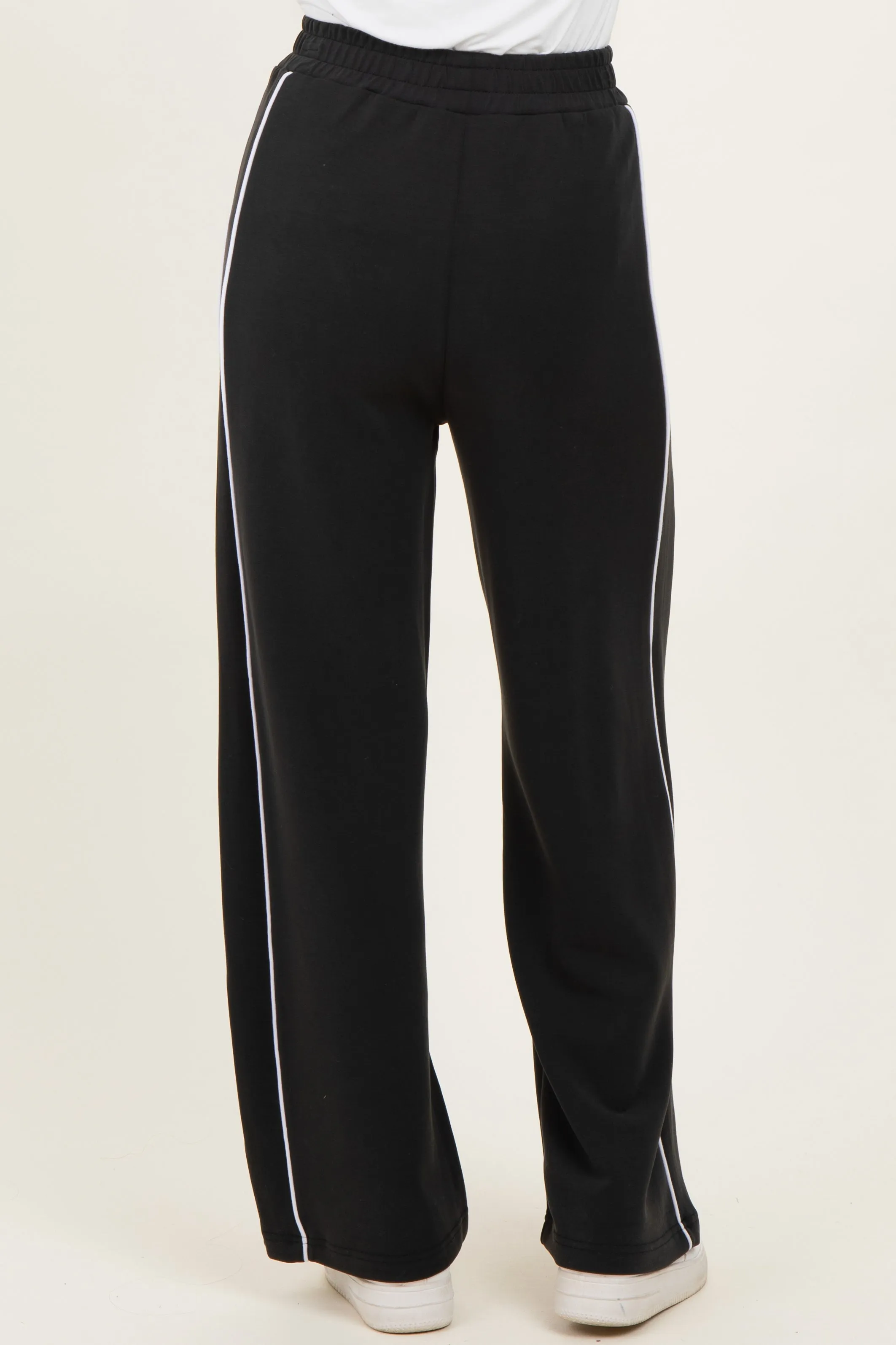 Black Striped Wide Leg Track Pants sold by Pinkblush product image thumbnail 5