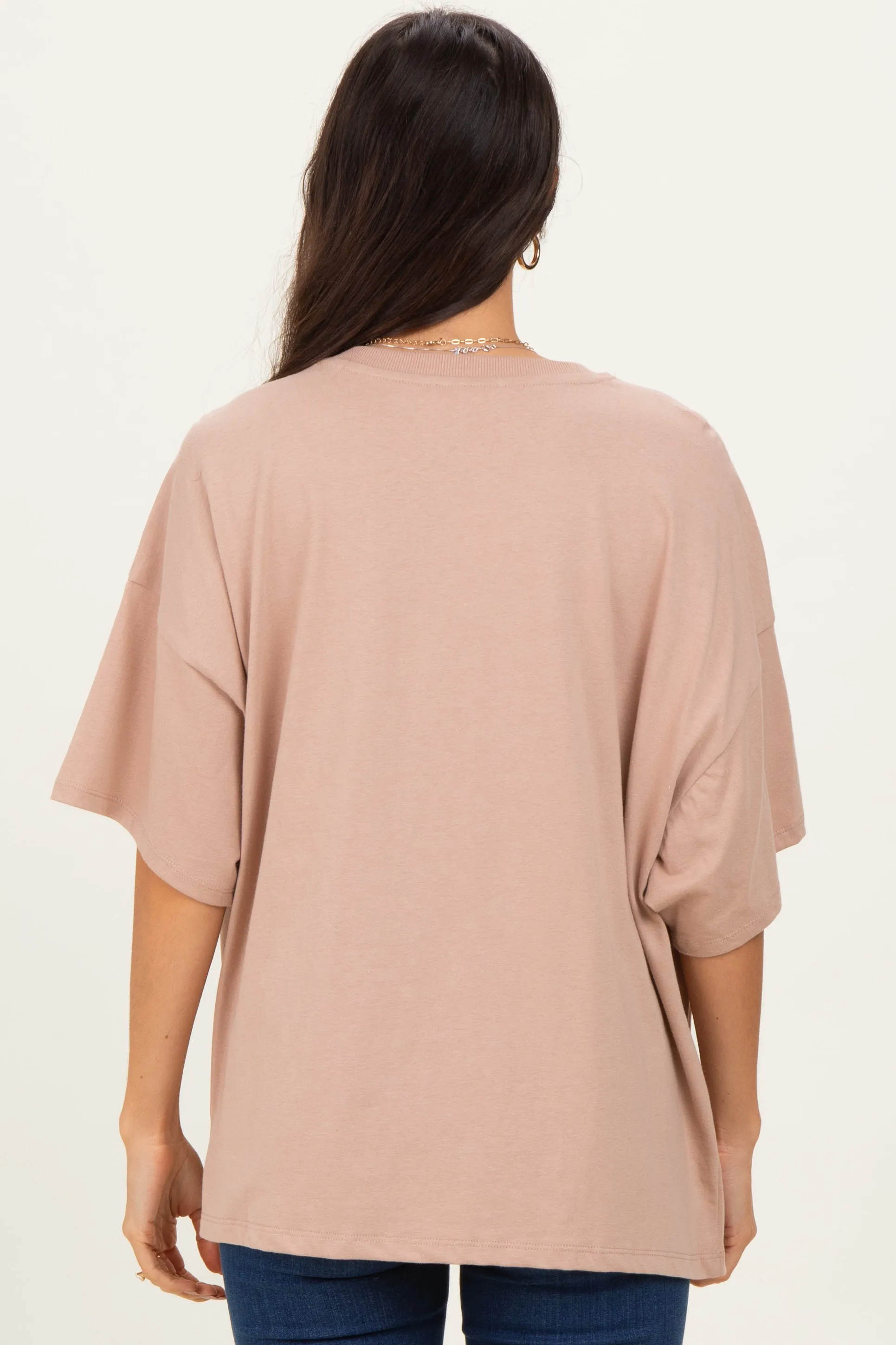 Camel Crew Neck Short Sleeve Oversized T-Shirt sold by Pinkblush product image thumbnail 4