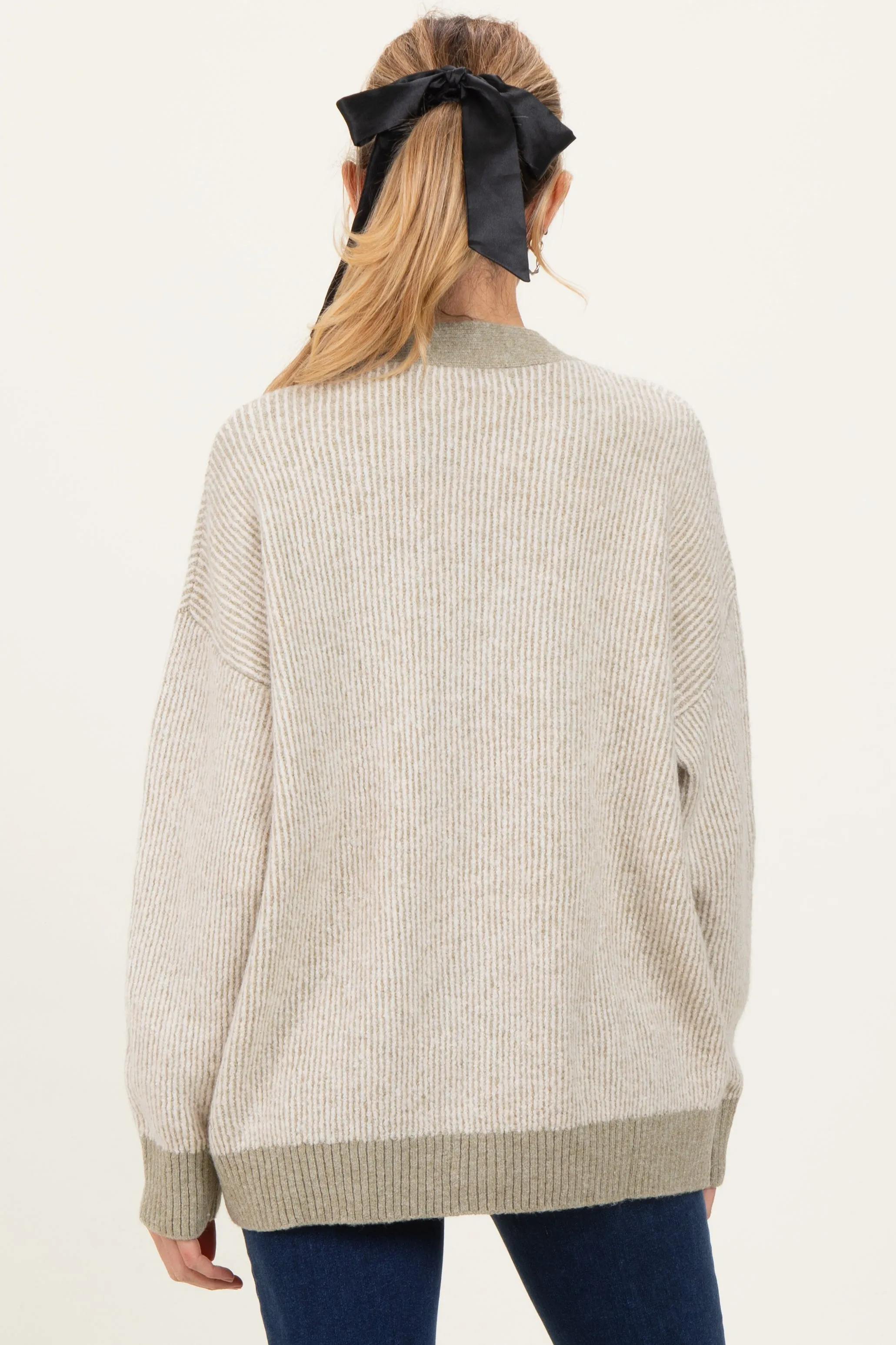 Light Olive Two-Tone Button-Down Maternity Cardigan sold by Pinkblush product image thumbnail 5