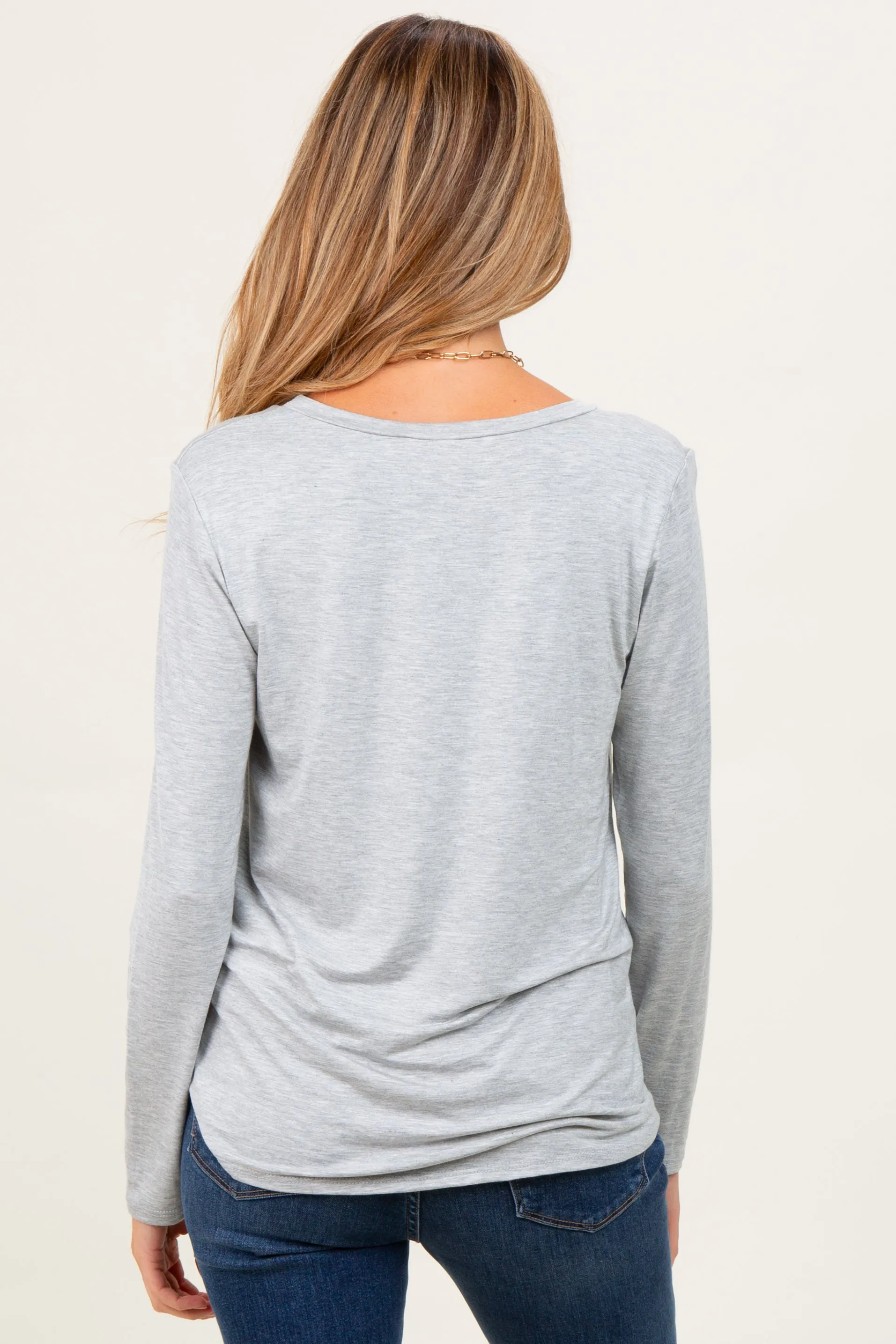 Heather Grey Inner Layer Maternity/Nursing Long Sleeve Top sold by Pinkblush product image thumbnail 4