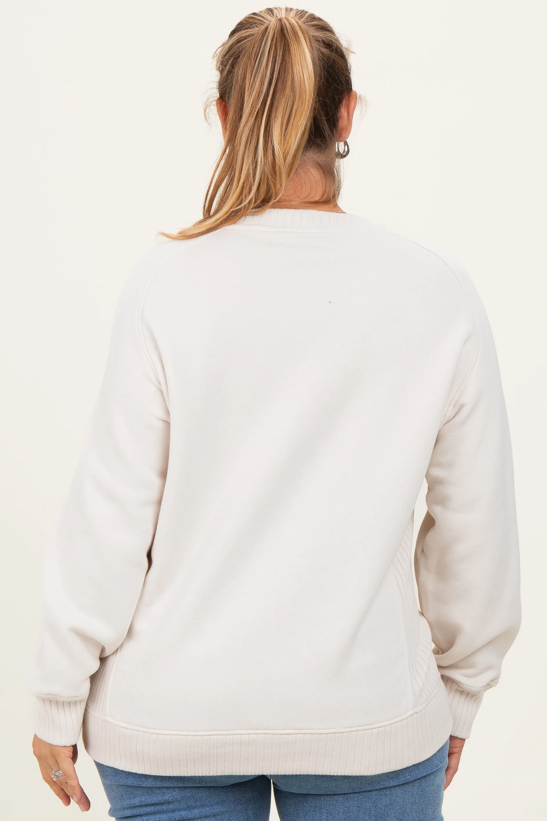 Ivory Pullover Terry Maternity Plus Crewneck sold by Pinkblush product image thumbnail 4