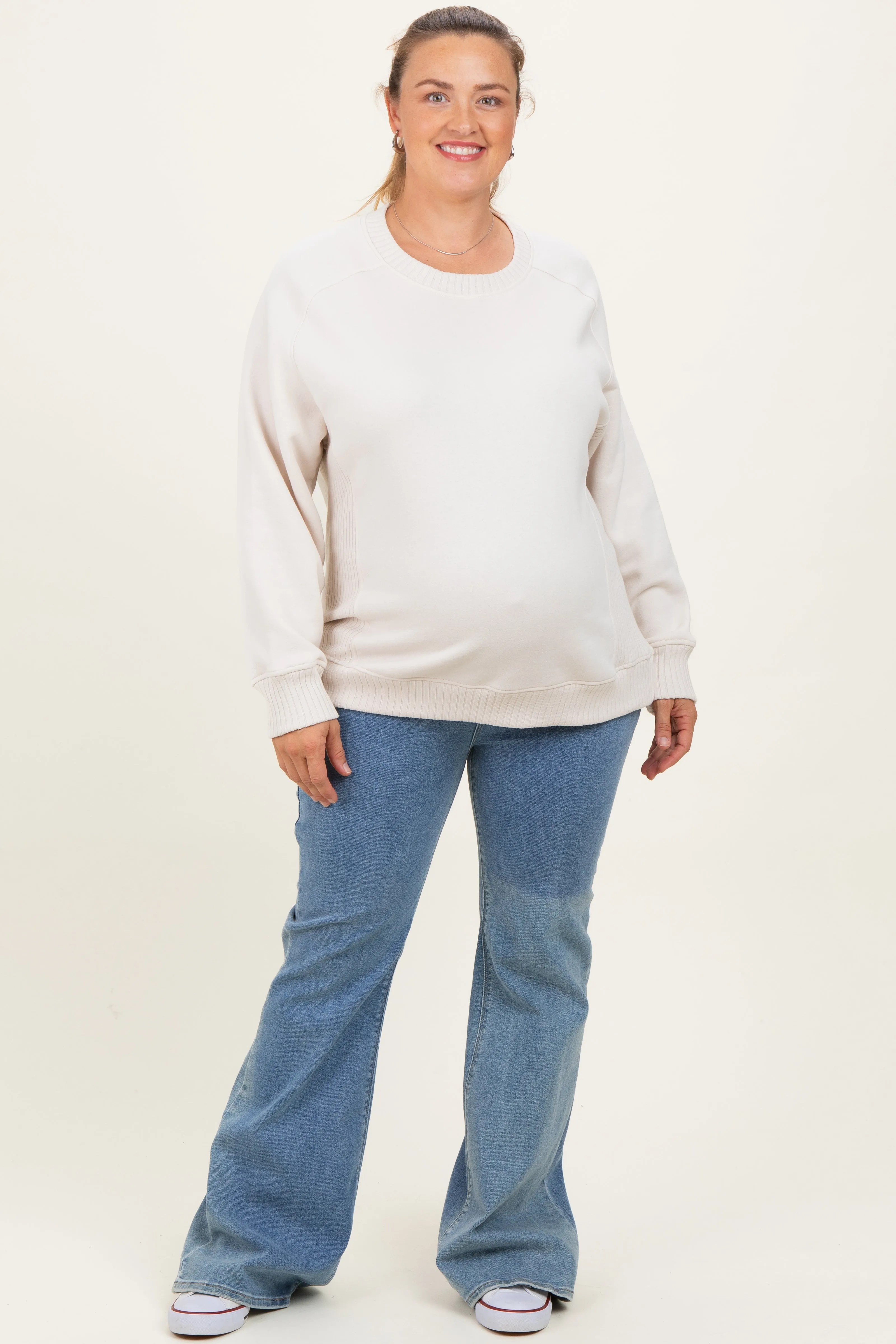 Ivory Pullover Terry Maternity Plus Crewneck sold by Pinkblush product image thumbnail 2