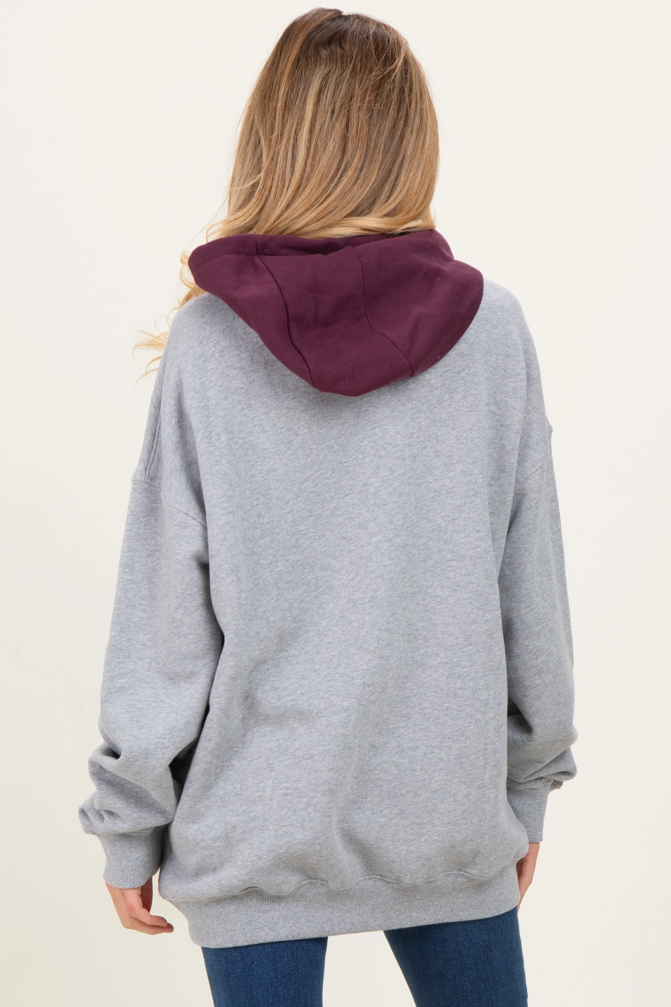 Plum Heather Grey Colorblock Maternity Hoodie sold by Pinkblush product image thumbnail 5
