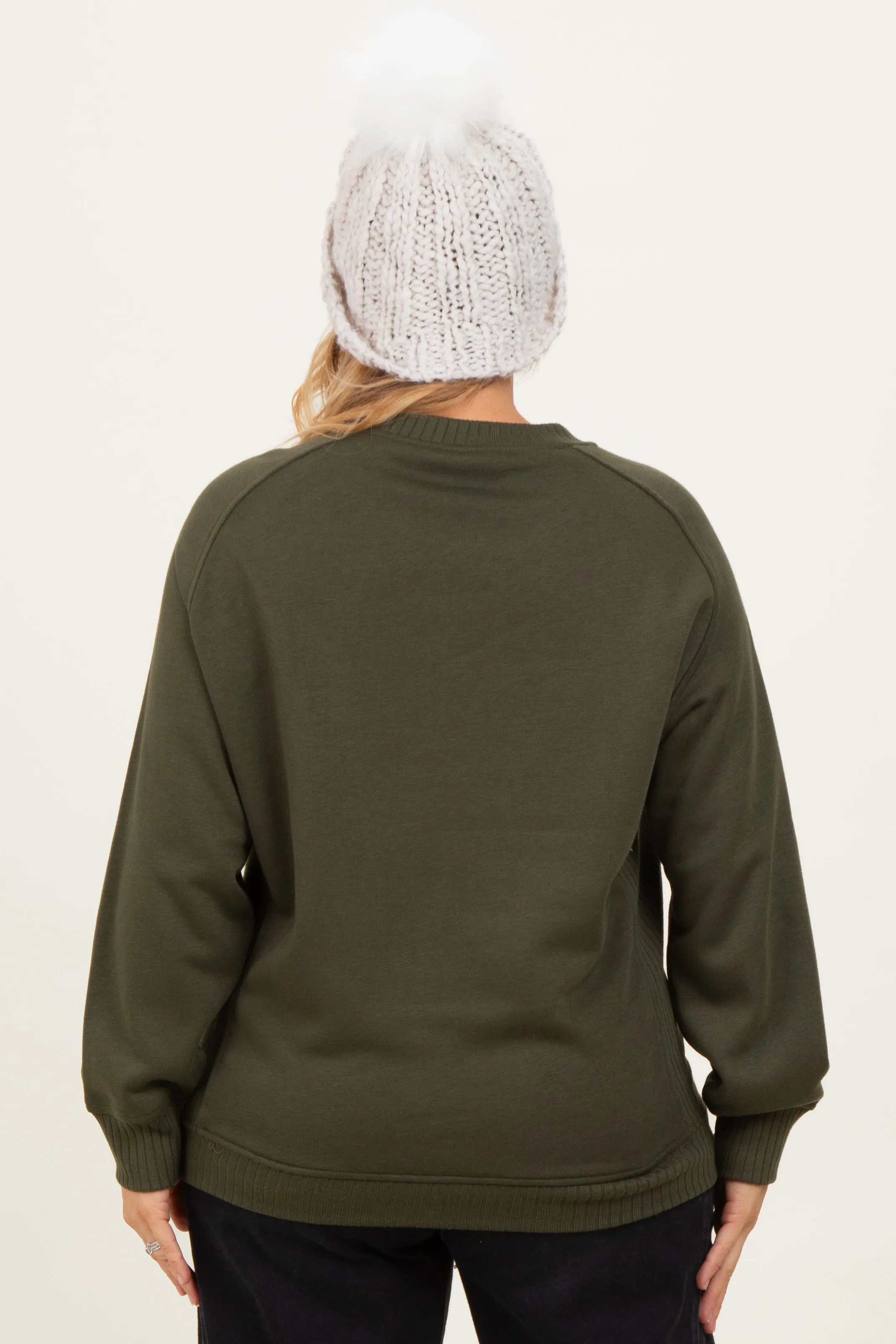 Olive Pullover Terry Maternity Plus Crewneck sold by Pinkblush product image thumbnail 3