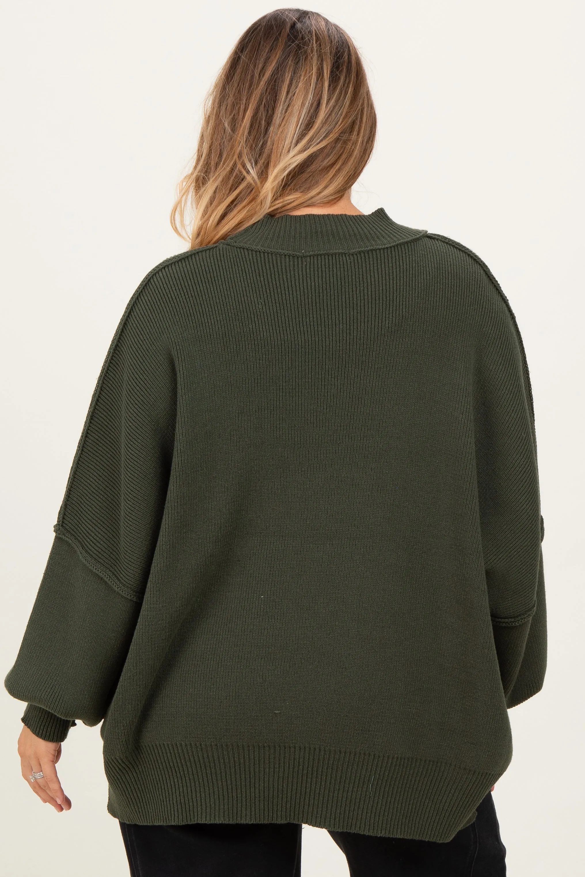 Olive Mock Neck Exposed Seam Maternity Sweater sold by Pinkblush product image thumbnail 4