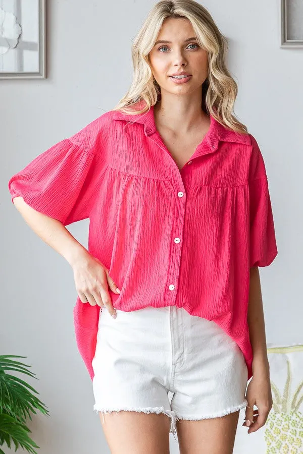 Fuchsia Collared Button Down Maternity Blouse sold by Pinkblush product image thumbnail 4