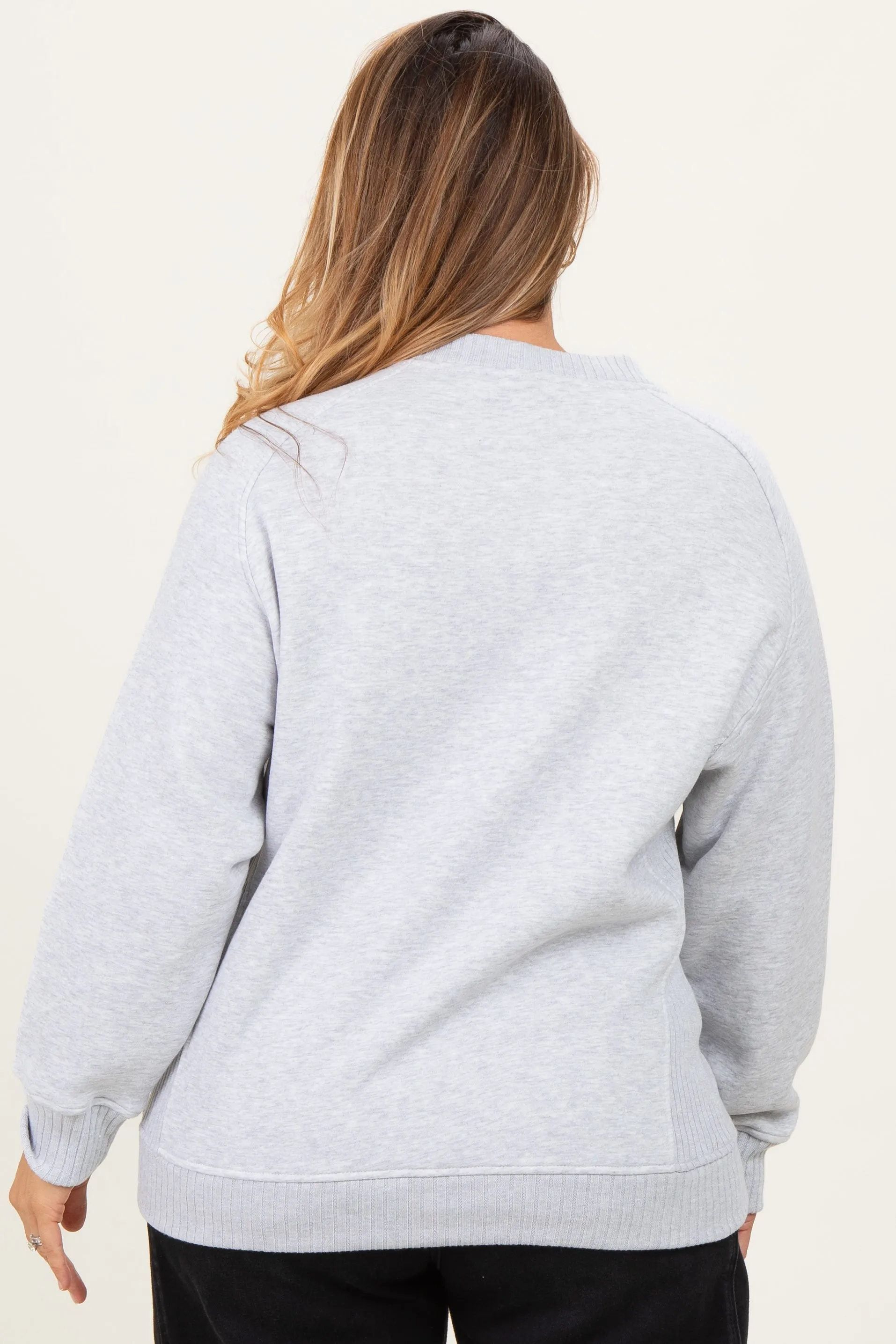 Heather Grey Pullover Terry Maternity Plus Crewneck sold by Pinkblush product image thumbnail 4