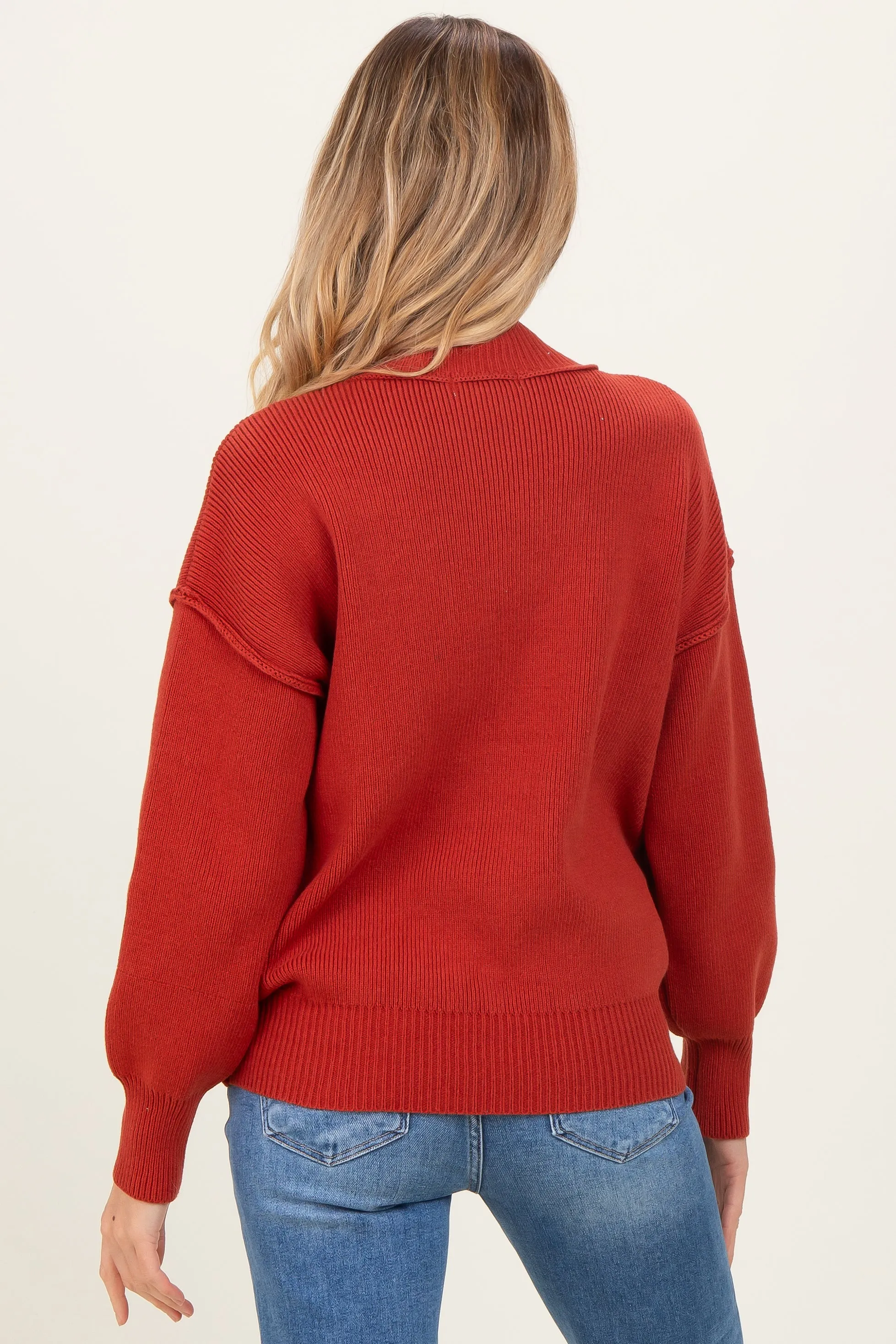 Rust Wide Neck Drop Shoulder Maternity Sweater sold by Pinkblush product image thumbnail 3