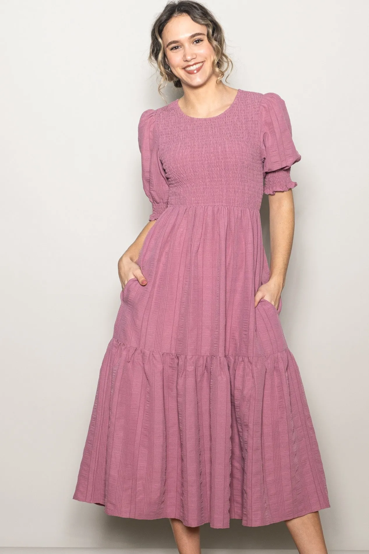 Mauve Textured Flowy Maternity Dress sold by Pinkblush product image thumbnail 5