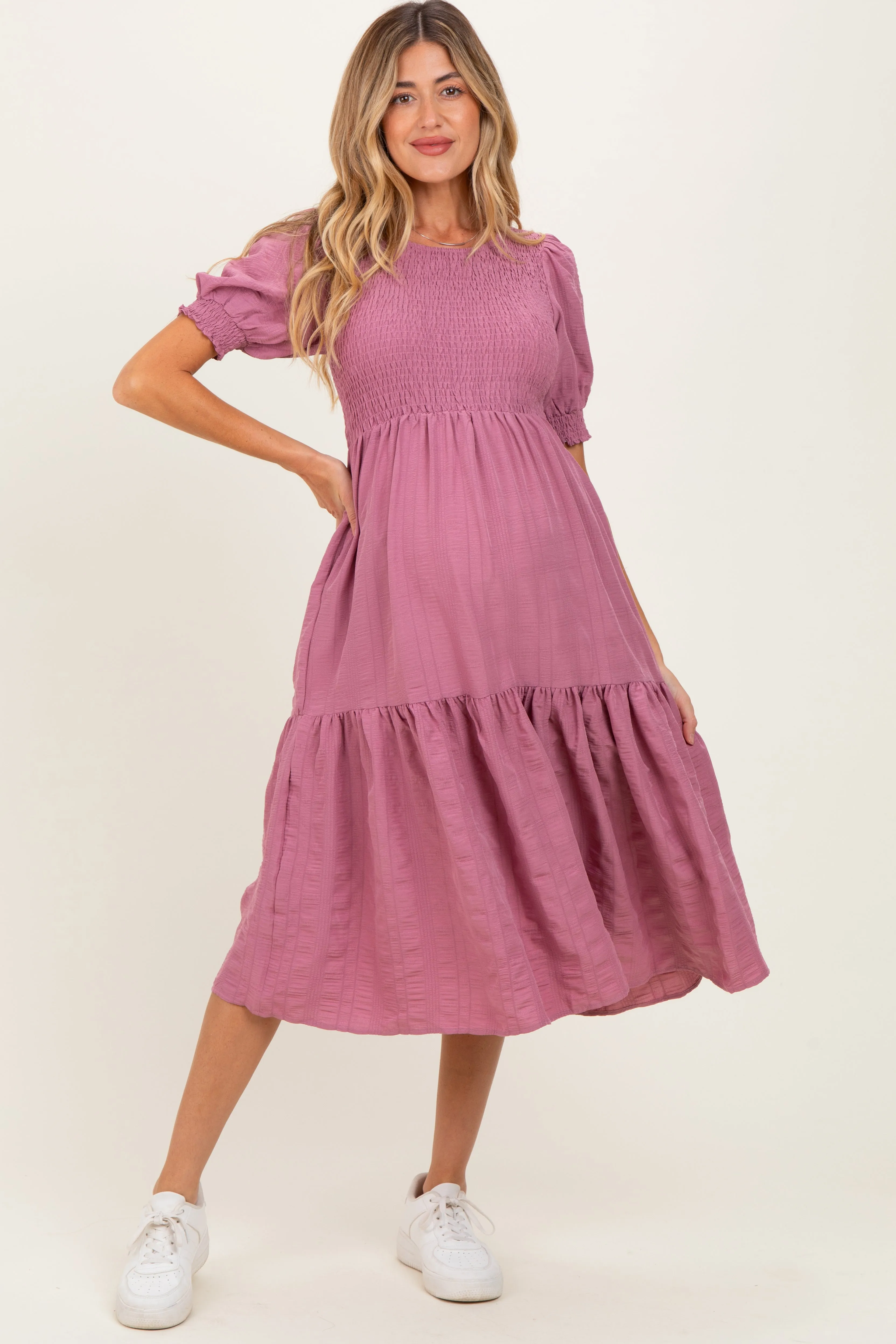Mauve Textured Flowy Maternity Dress sold by Pinkblush product image thumbnail 2