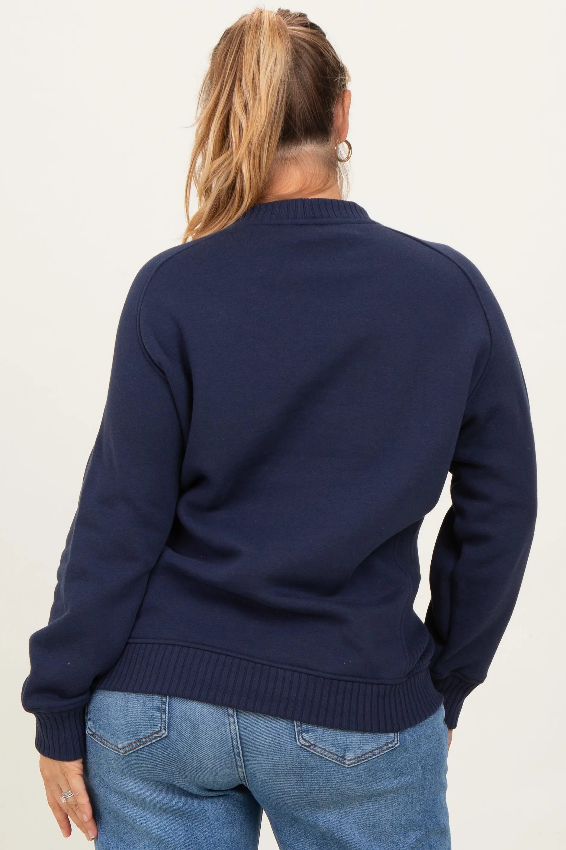 Navy Pullover Terry Maternity Plus Crewneck sold by Pinkblush product image thumbnail 4