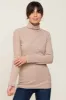 Mocha Heathered Ribbed Mock Neck Long Sleeve Maternity Top sold by Pinkblush