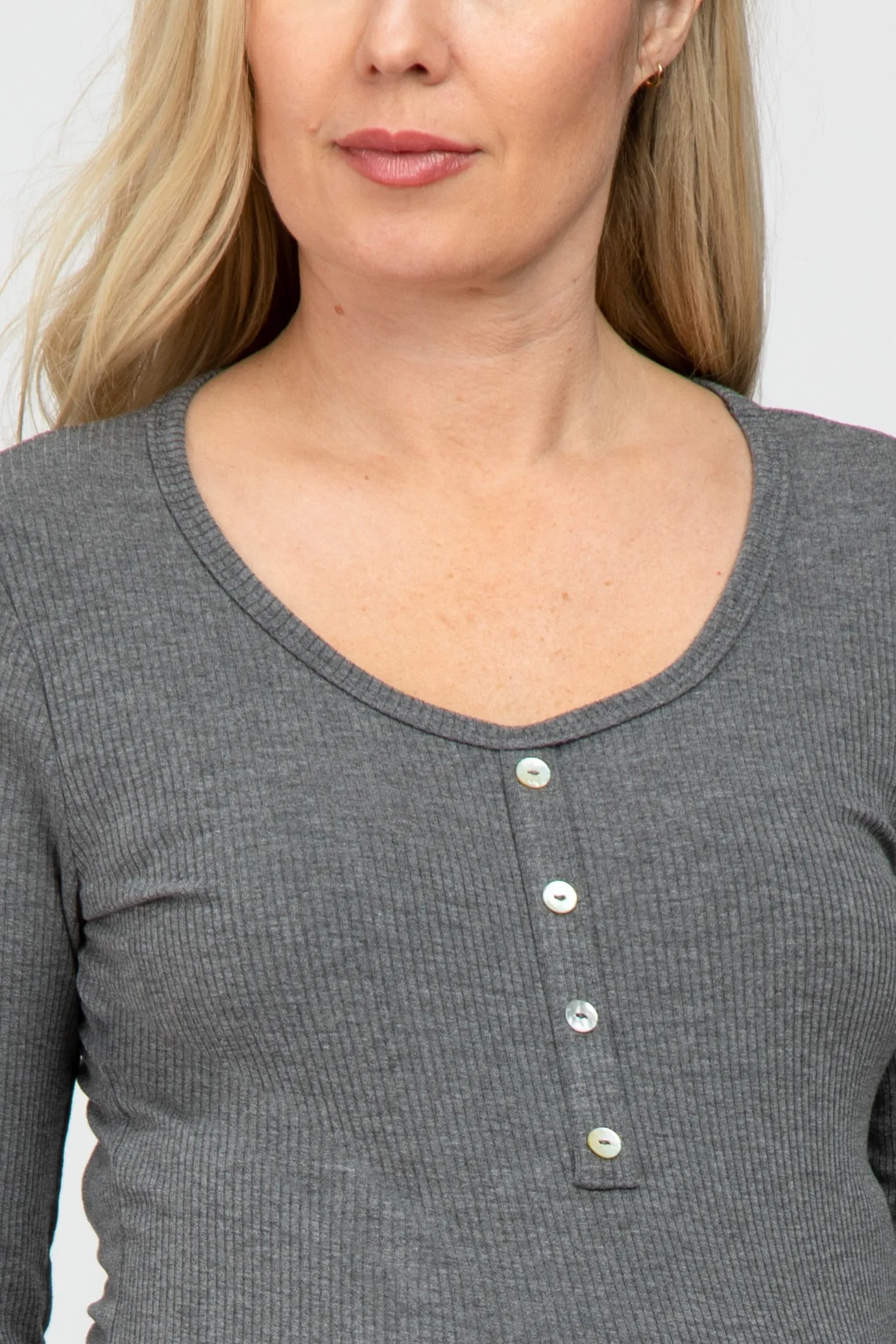Charcoal Ribbed Button Accent Maternity Top sold by Pinkblush product image thumbnail 5
