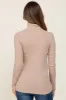 Mocha Heathered Ribbed Mock Neck Long Sleeve Maternity Top sold by Pinkblush