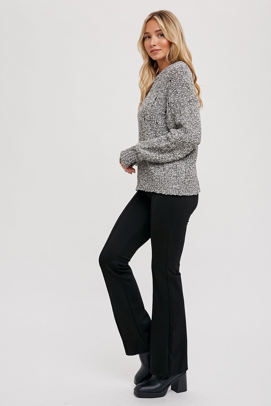 Charcoal Distressed Sweater-Knit Pullover sold by Pinkblush product image thumbnail 3
