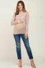 Mocha Heathered Ribbed Mock Neck Long Sleeve Maternity Top sold by Pinkblush