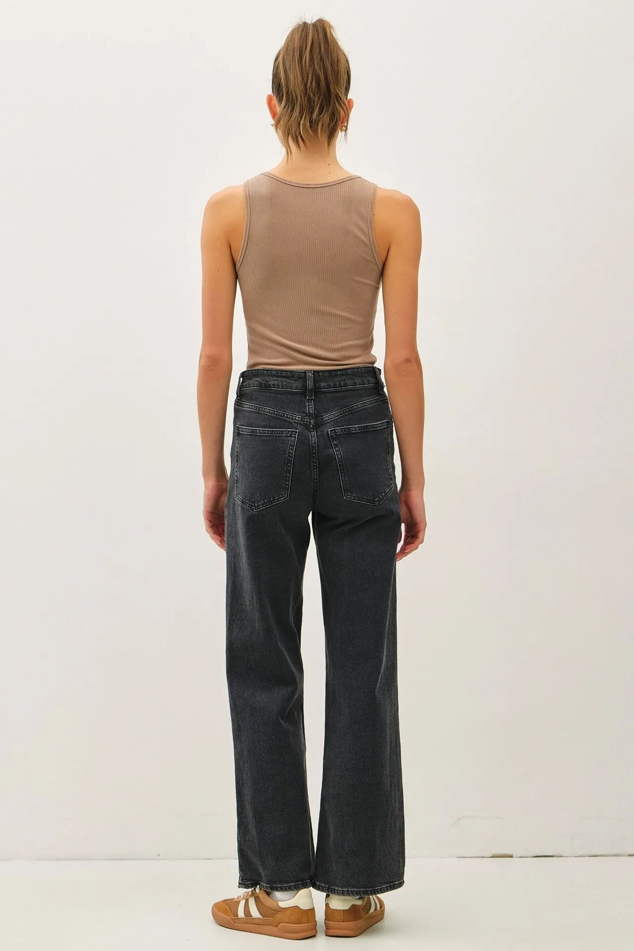 Mocha Ribbed Split Neck Tank Top sold by Pinkblush product image thumbnail 3