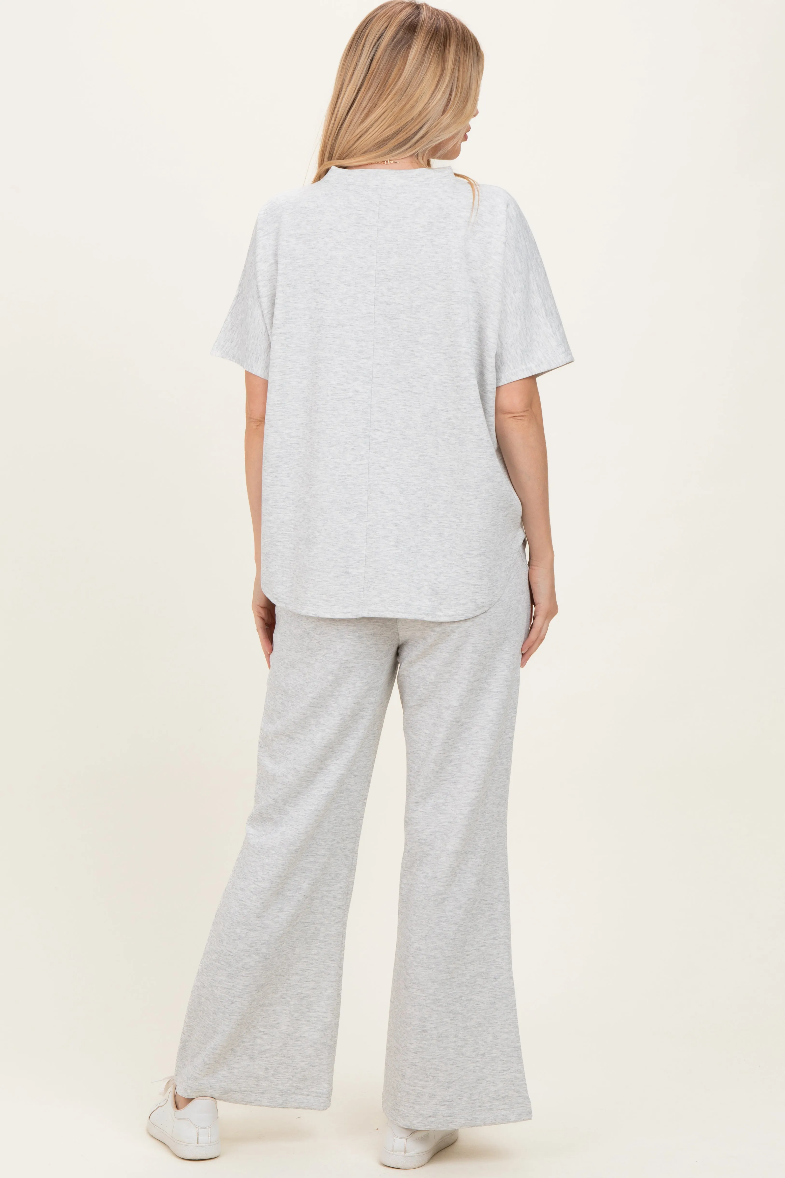 Heather Grey Curved Hem Tee Pants Maternity Set sold by Pinkblush product image thumbnail 4