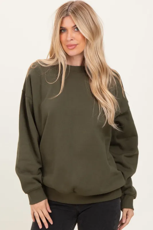Olive Oversized Fleece Sweatshirt sold by Pinkblush