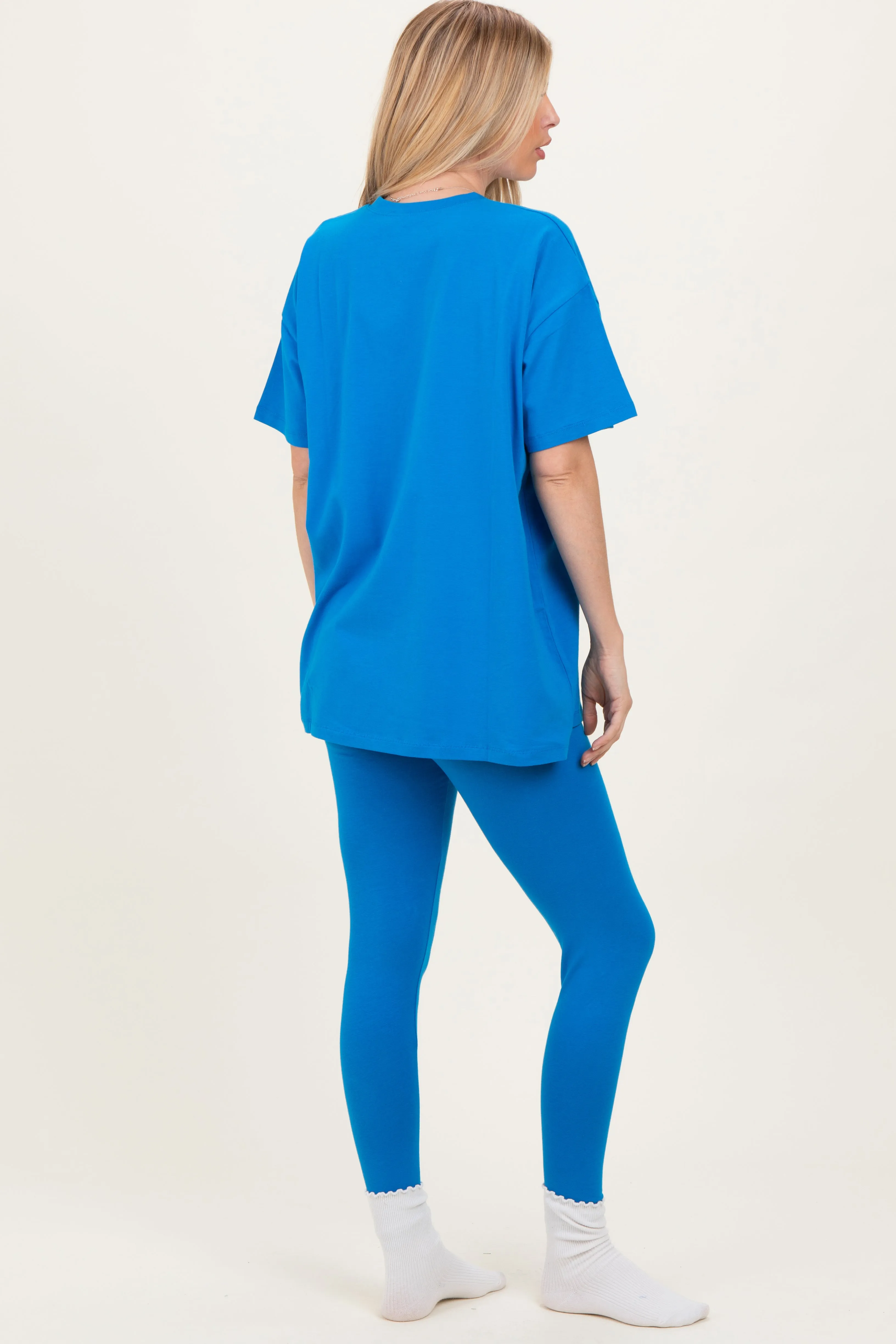 Ocean Blue Oversized Crewneck Short Sleeve and Legging Set sold by Pinkblush product image thumbnail 4