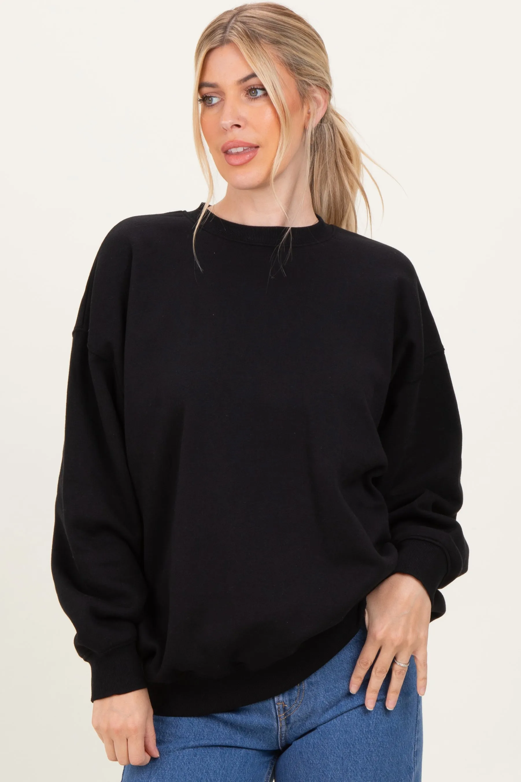 Black Oversized Fleece Sweatshirt sold by Pinkblush product image thumbnail 2