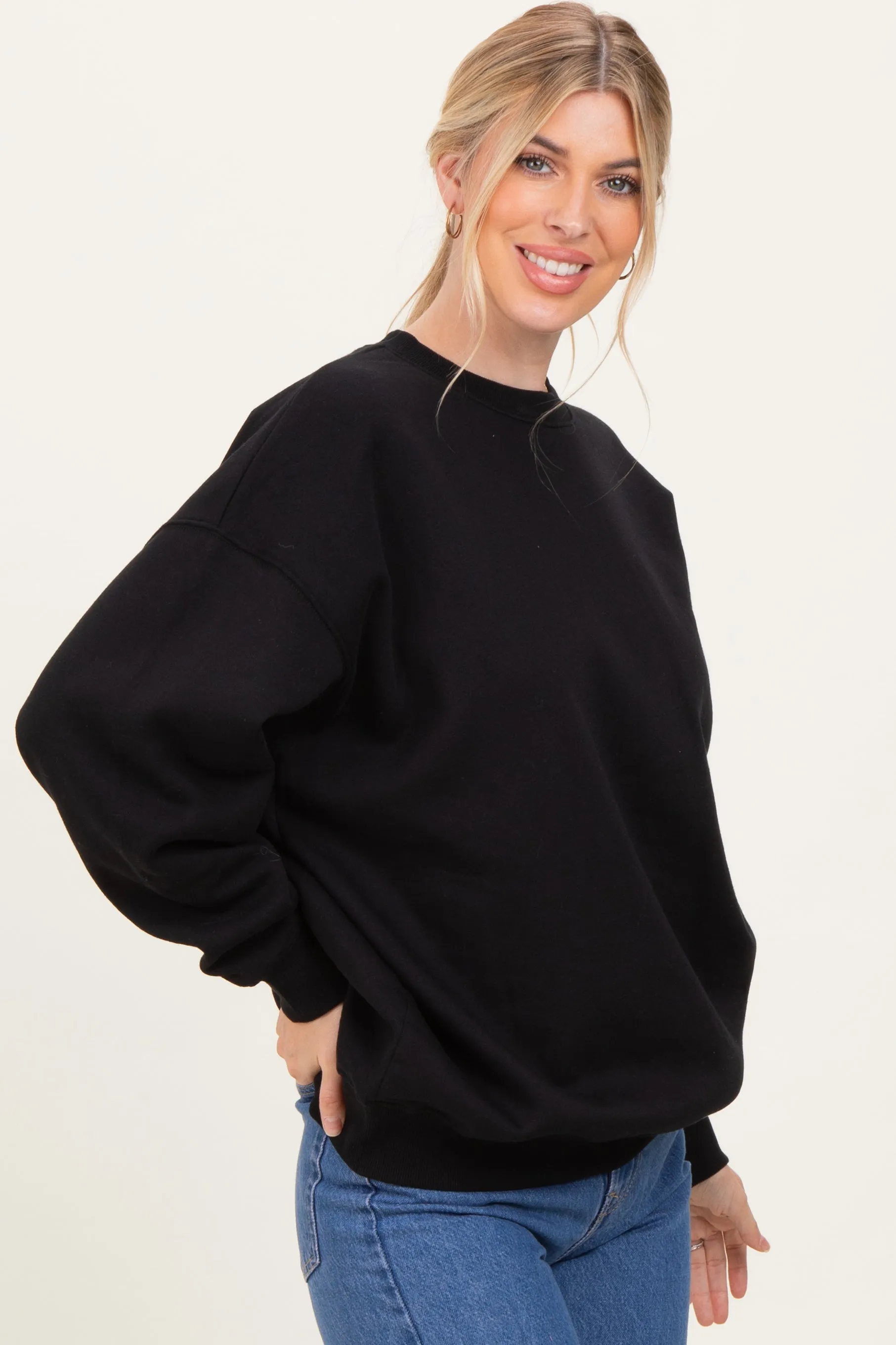 Black Oversized Fleece Sweatshirt sold by Pinkblush product image thumbnail 3