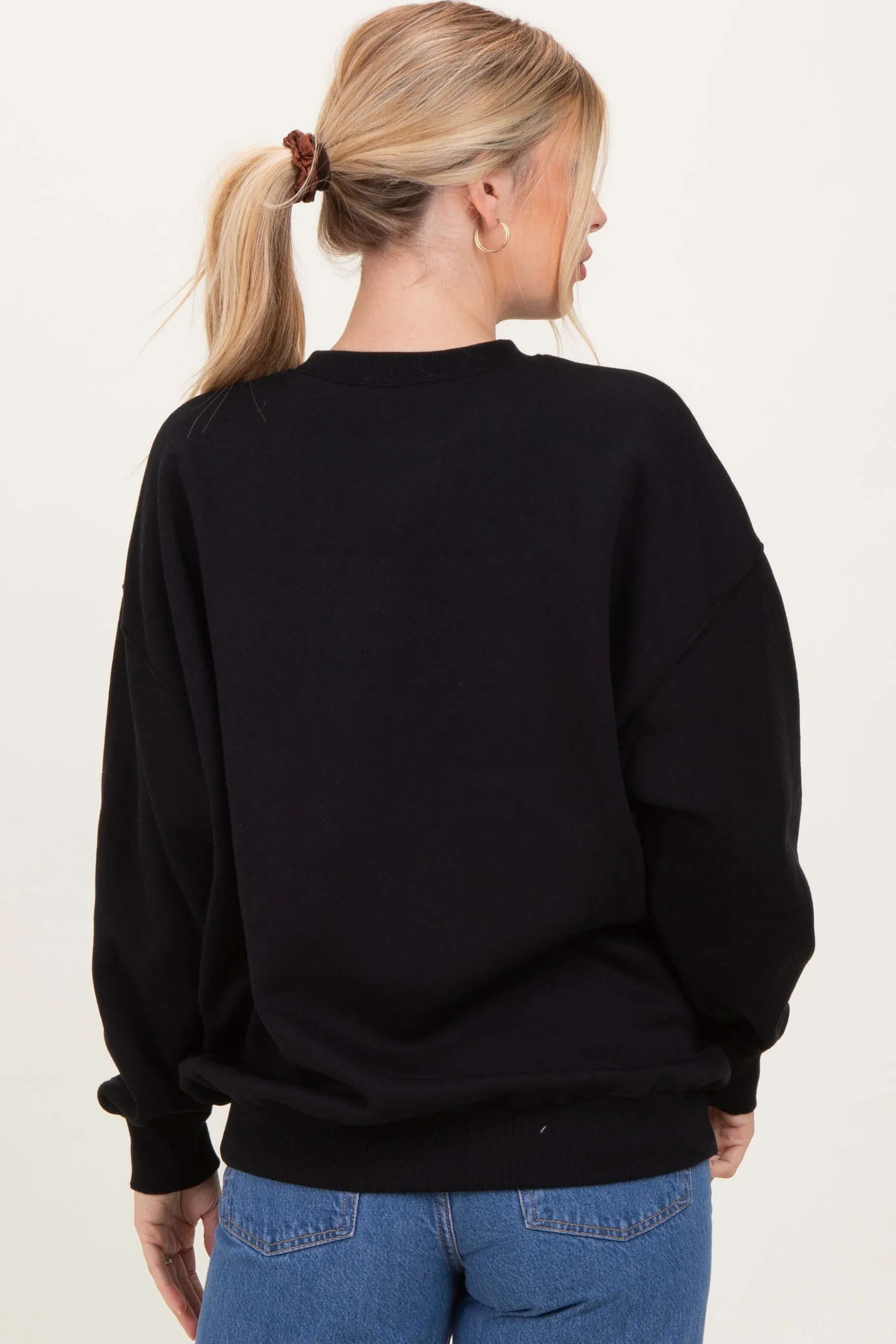 Black Oversized Fleece Sweatshirt sold by Pinkblush product image thumbnail 4