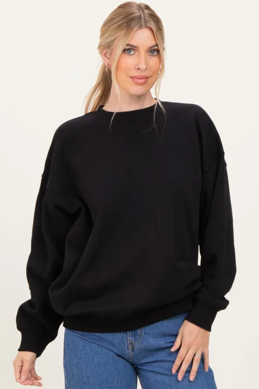 Black Oversized Fleece Sweatshirt sold by Pinkblush