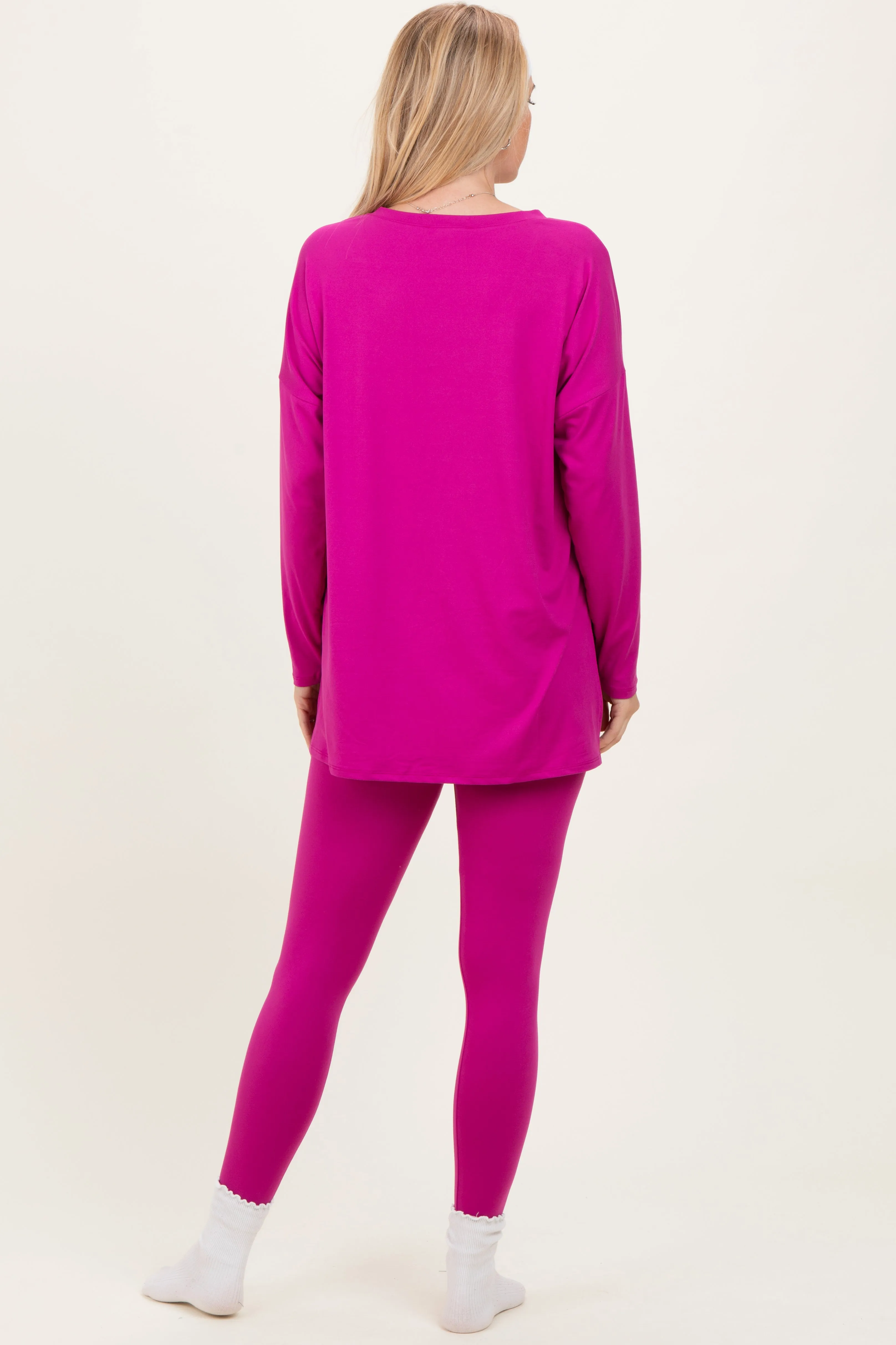 Magenta Brushed Knit Oversized Top and Legging Set sold by Pinkblush product image thumbnail 4