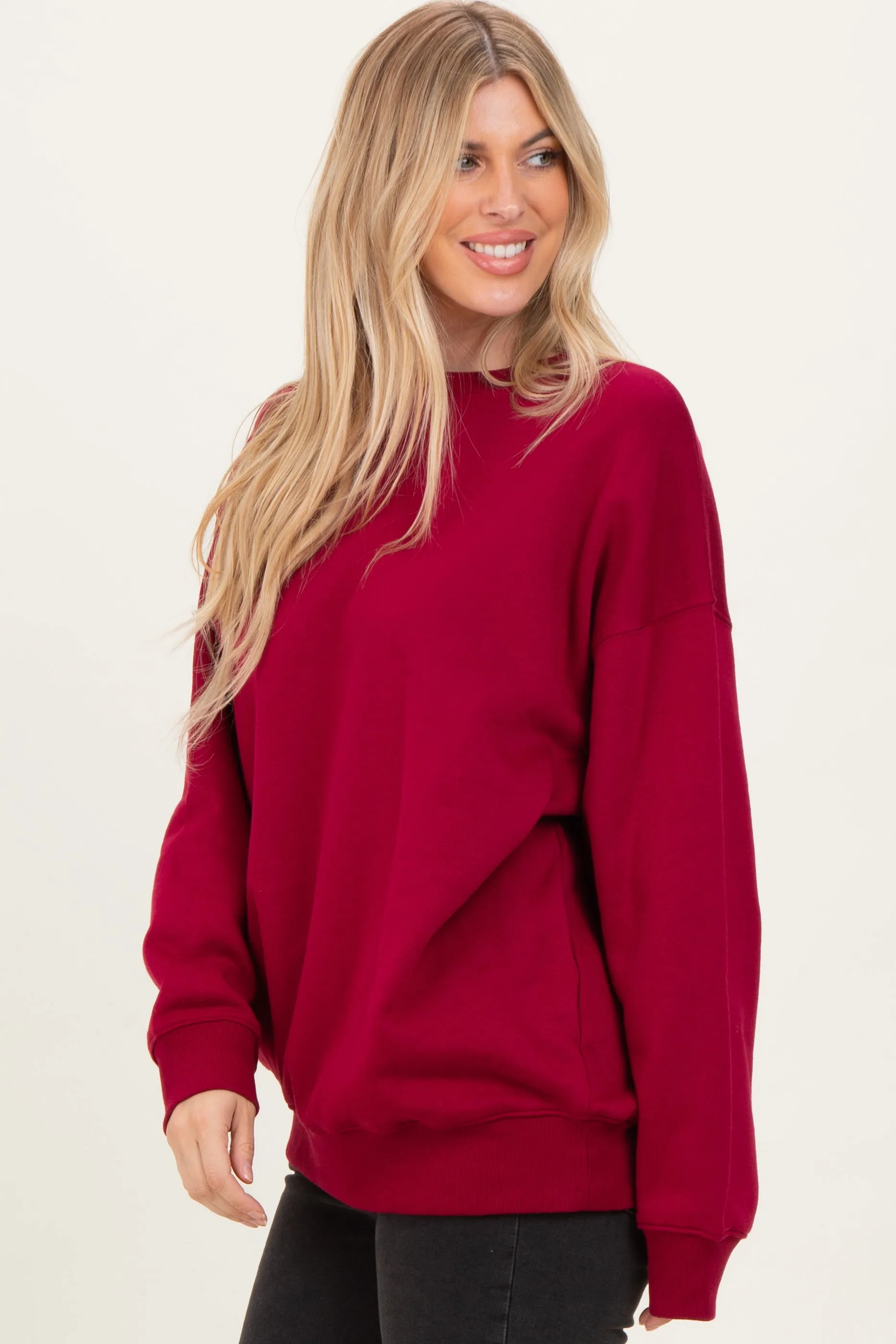 Red Oversized Fleece Sweatshirt sold by Pinkblush product image thumbnail 3