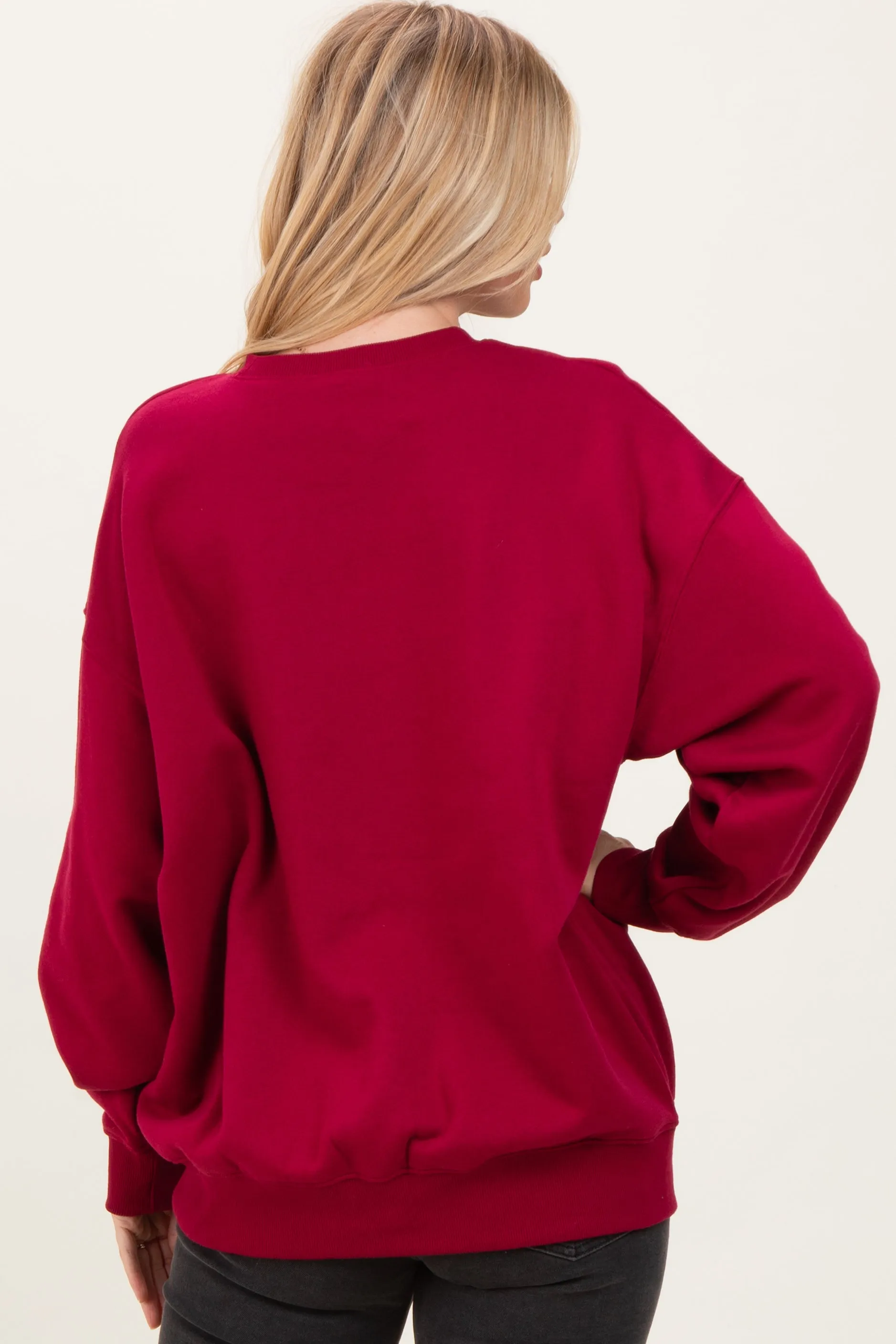 Red Oversized Fleece Sweatshirt sold by Pinkblush product image thumbnail 4