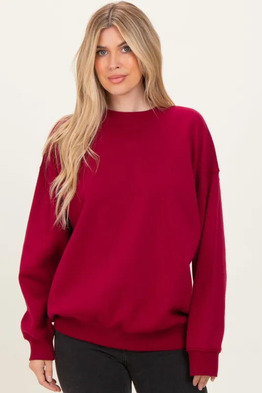 Red Oversized Fleece Sweatshirt sold by Pinkblush