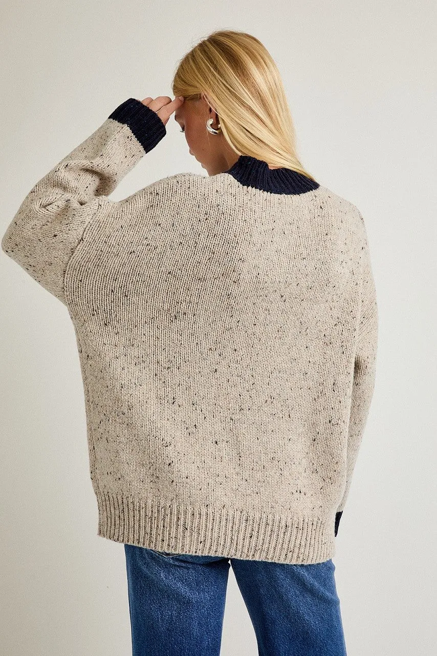 Beige Speckle Knit Snap Button Oversized Sweater sold by Pinkblush product image thumbnail 4
