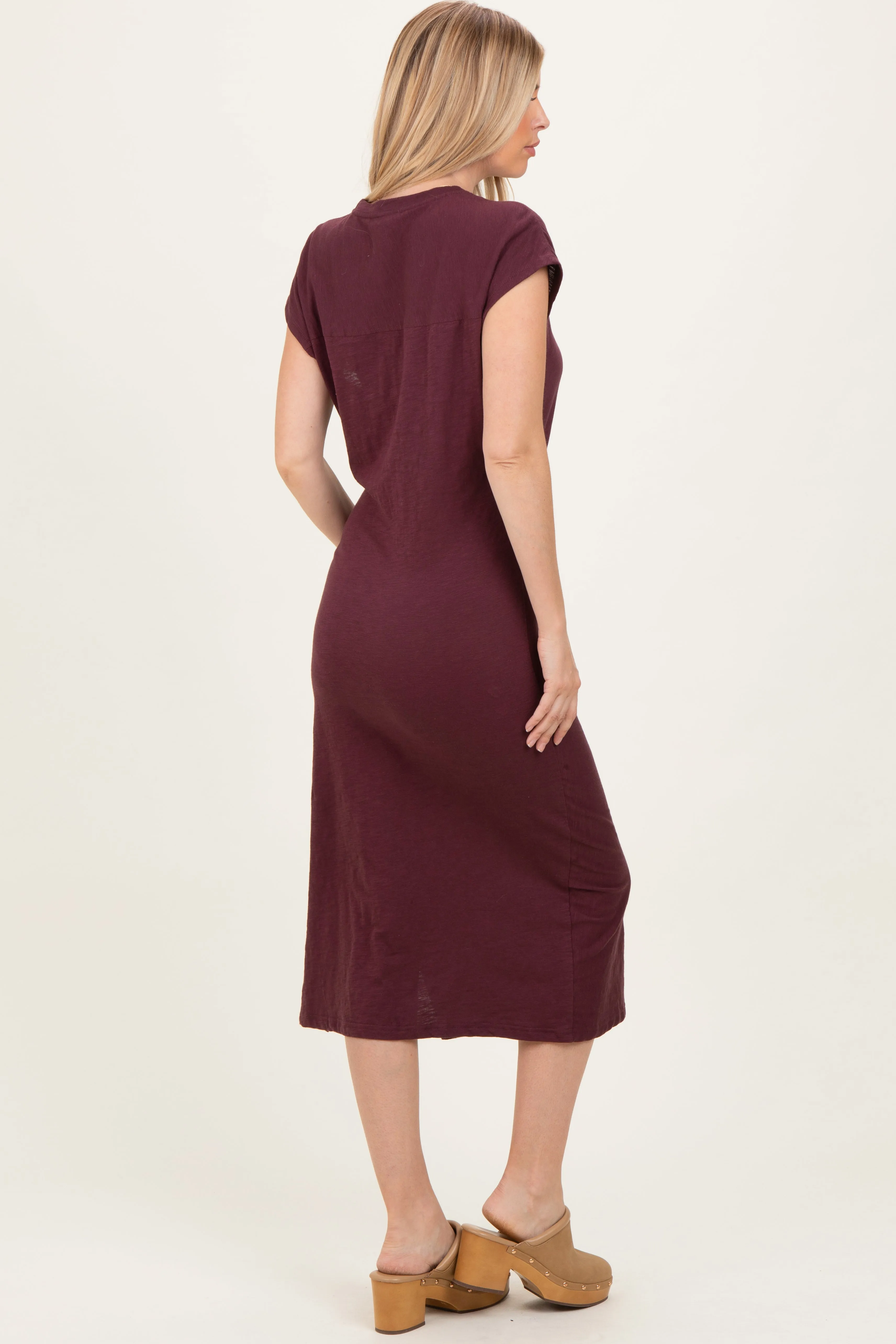 Maroon Side Tie Side Slit Midi Dress sold by Pinkblush product image thumbnail 3