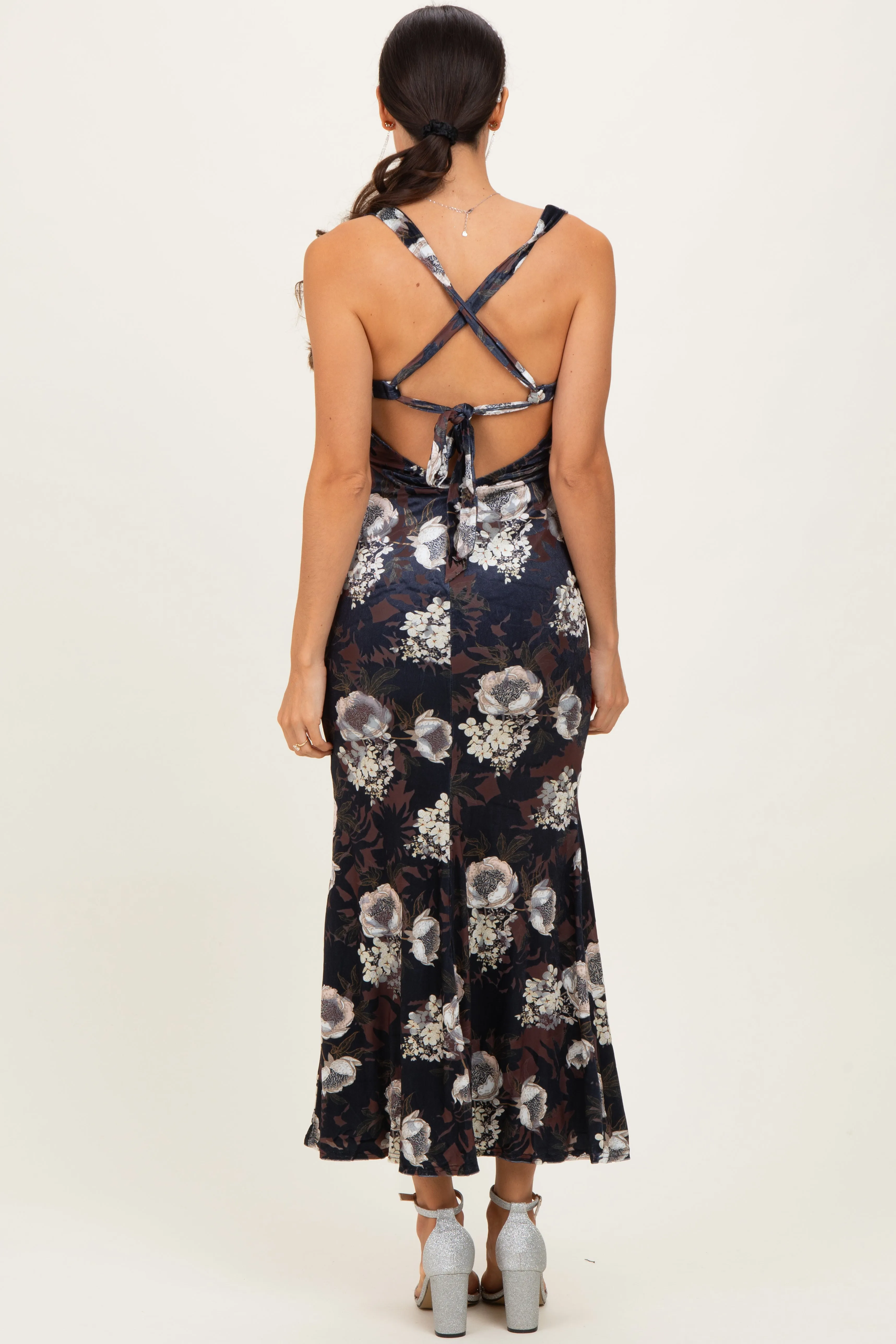 Black Lace Up Back Midi Dress sold by Pinkblush product image thumbnail 4