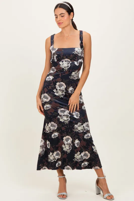 Black Lace Up Back Midi Dress sold by Pinkblush